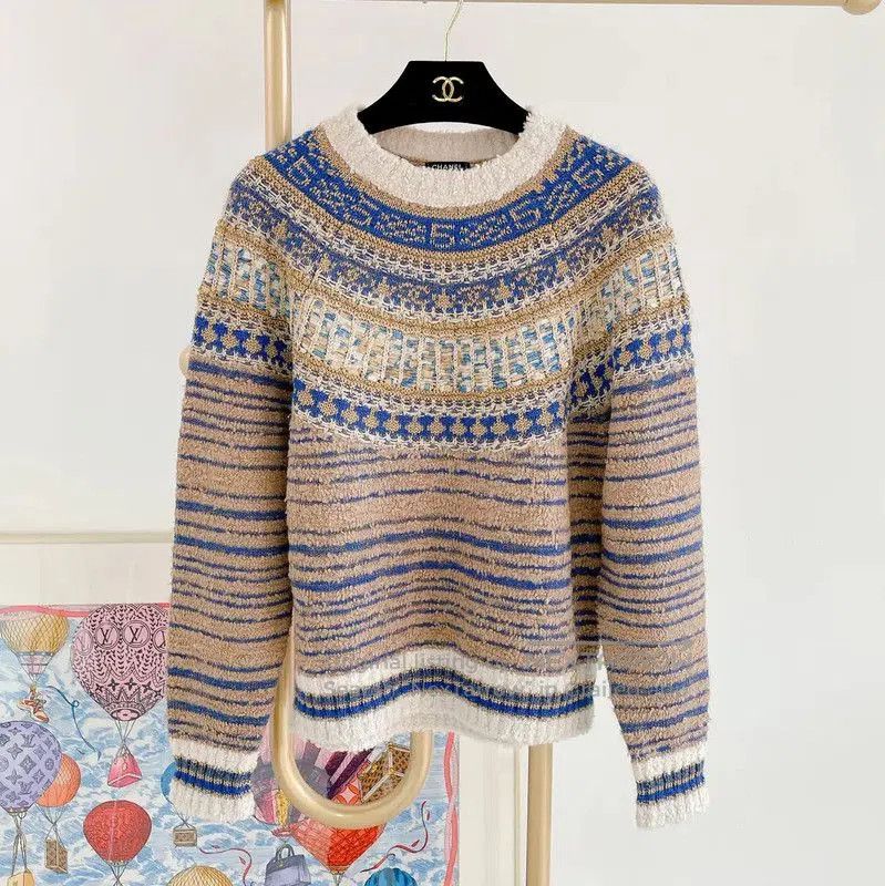 Chanel Wool Blend Striped Sweater for Women .