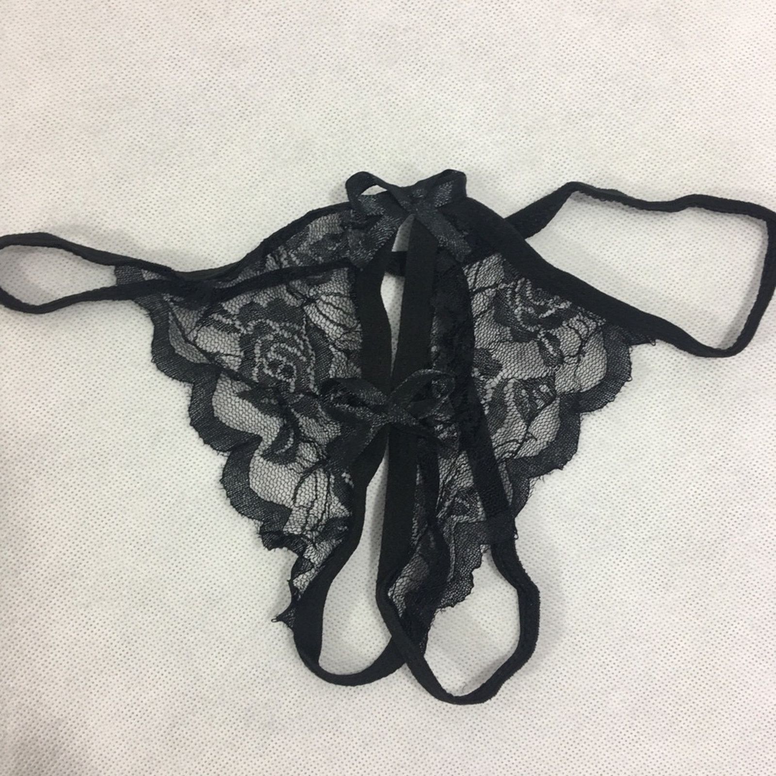 Other Lace Open Crotch G String Thong Black One Size Size ONE SIZE - 2 Thumbnail