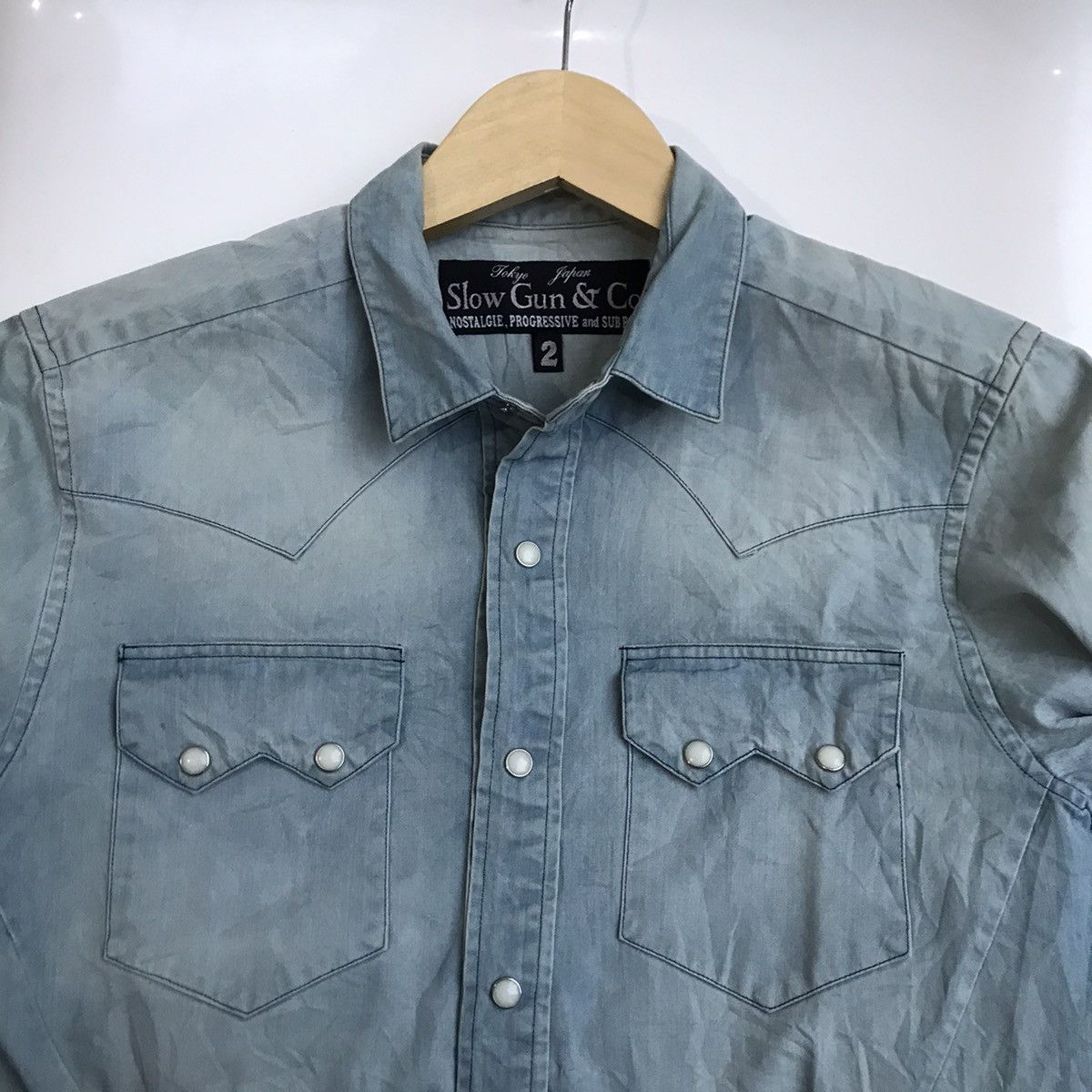 Cowboy Equipment × If Six Was Nine × Japanese Brand Vintage Slowgun Japan Ranchwear Cowboy Shirt Size M denim Size US S / EU 44-46 / 1 - 1 Thumbnail