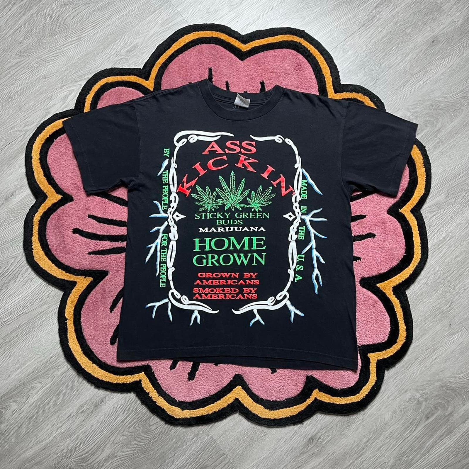 image of Lightning Bolt x Vintage 90’S American Thunder Lightning Home Grown T-Shirt in Black (Size Large)