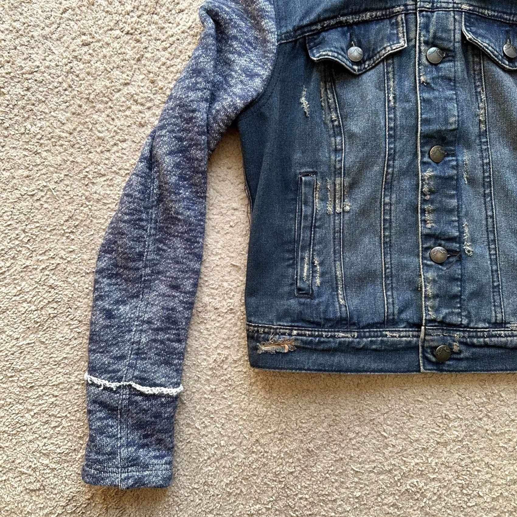 Free People Free People Button Up Denim Jacket Womens Small Petite Blue Solid Jacket Size 28" / US 6 / IT 42 - 5 Thumbnail