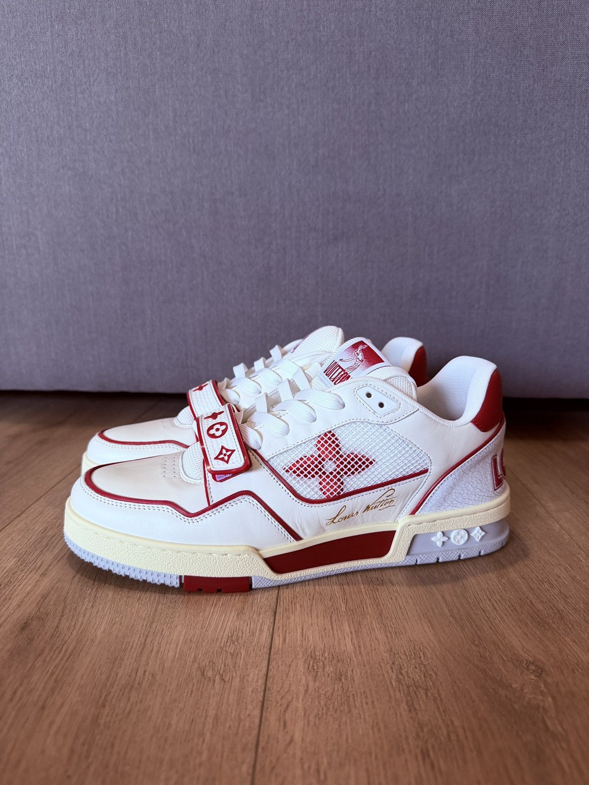 Louis Vuitton LOUIS VUITTON TRAINER RED WHITE VIRGIL Size US 8 / EU 41 - 2 Thumbnail