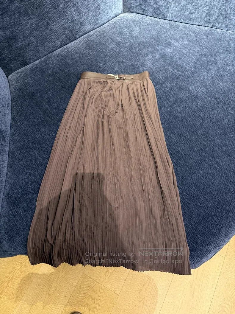 Hermes Hermes Leather Patch Pleated Skirt - Polyester Size 24" / US 00 / IT 34 - 1 Thumbnail