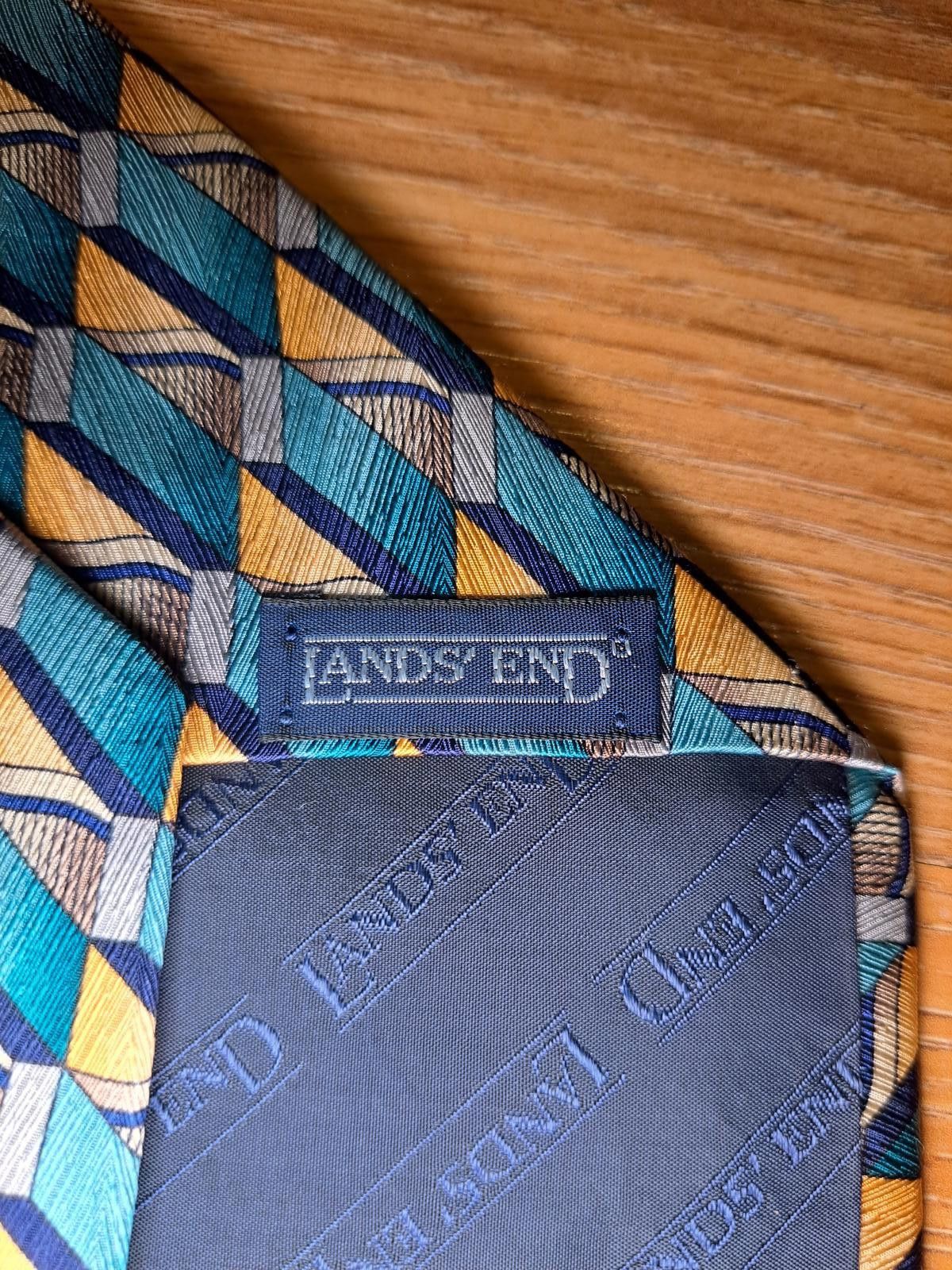 Lands' End Lands End Silk Tie Multicolor Geometric Handmade in USA Size ONE SIZE - 2 Thumbnail