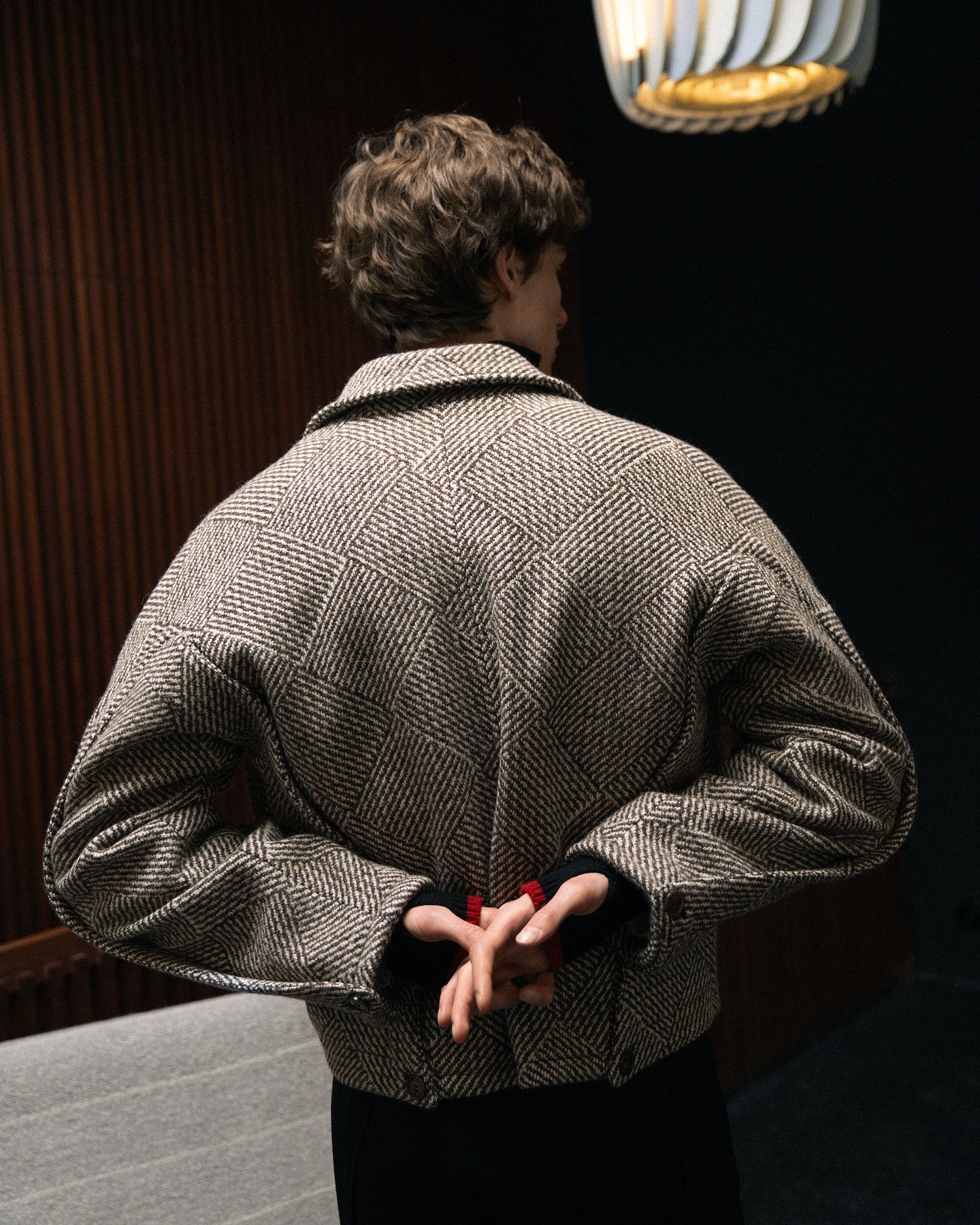 Ojardorf 💚 O. FILES Chess Wool Jacket in Mocha/Cream Small NEW Size US S / EU 44-46 / 1 - 5 Thumbnail