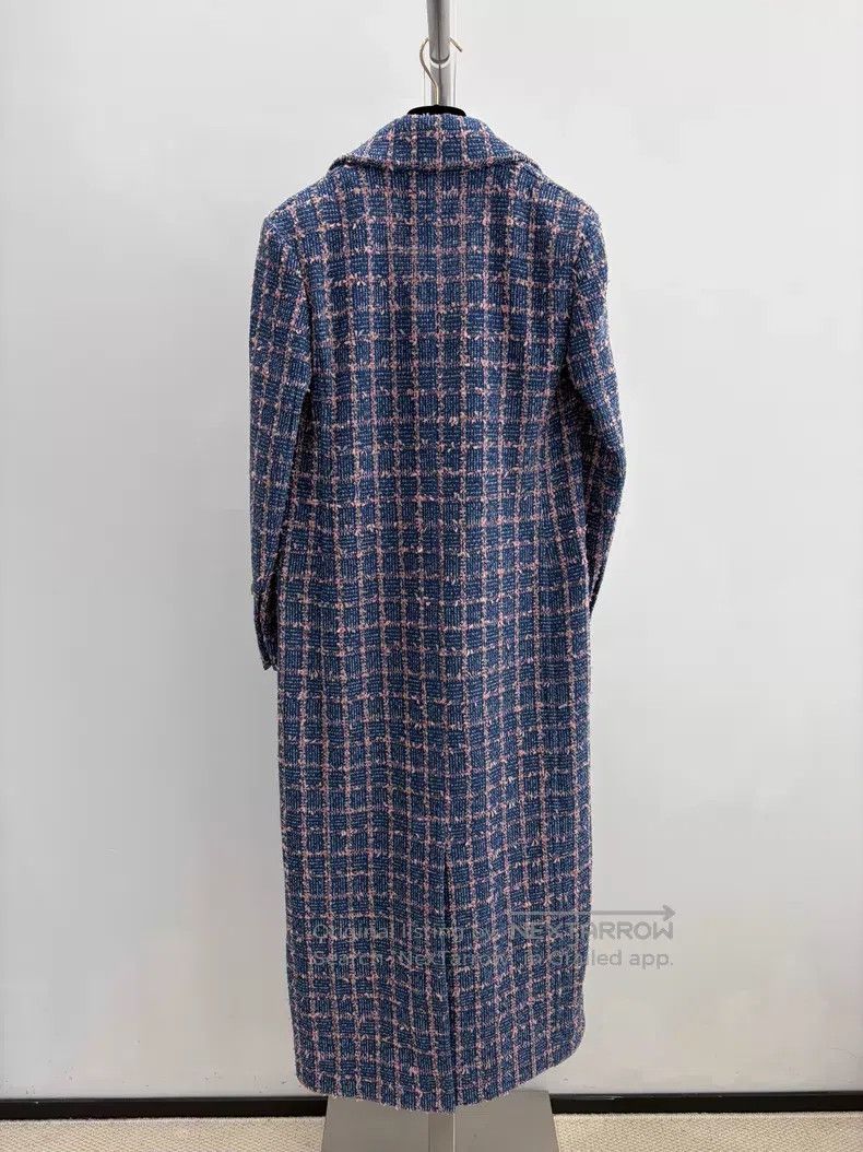 Chanel Chanel Blue and purple plaid double-breasted long coat Size XXS / US 00 / IT 34 - 2 Thumbnail