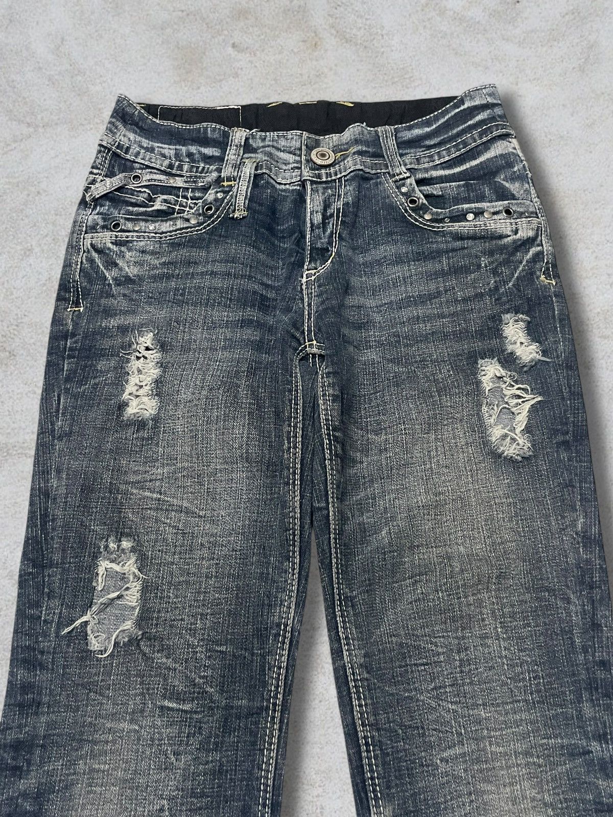 Jewelry Vintage Japanese Jewel Beads Denim Archival Blue Wash Jeans Size 29" - 6 Thumbnail