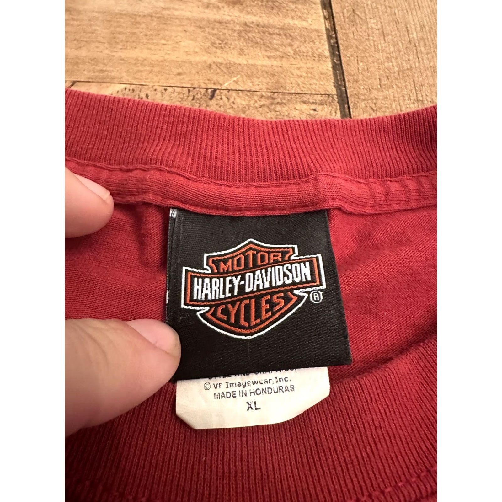 Harley Davidson VINTAGE Harley-Davidson T-Shirt XL Embroidered Red California Livermore Men Shirt Size US XL / EU 56 / 4 - 4 Thumbnail