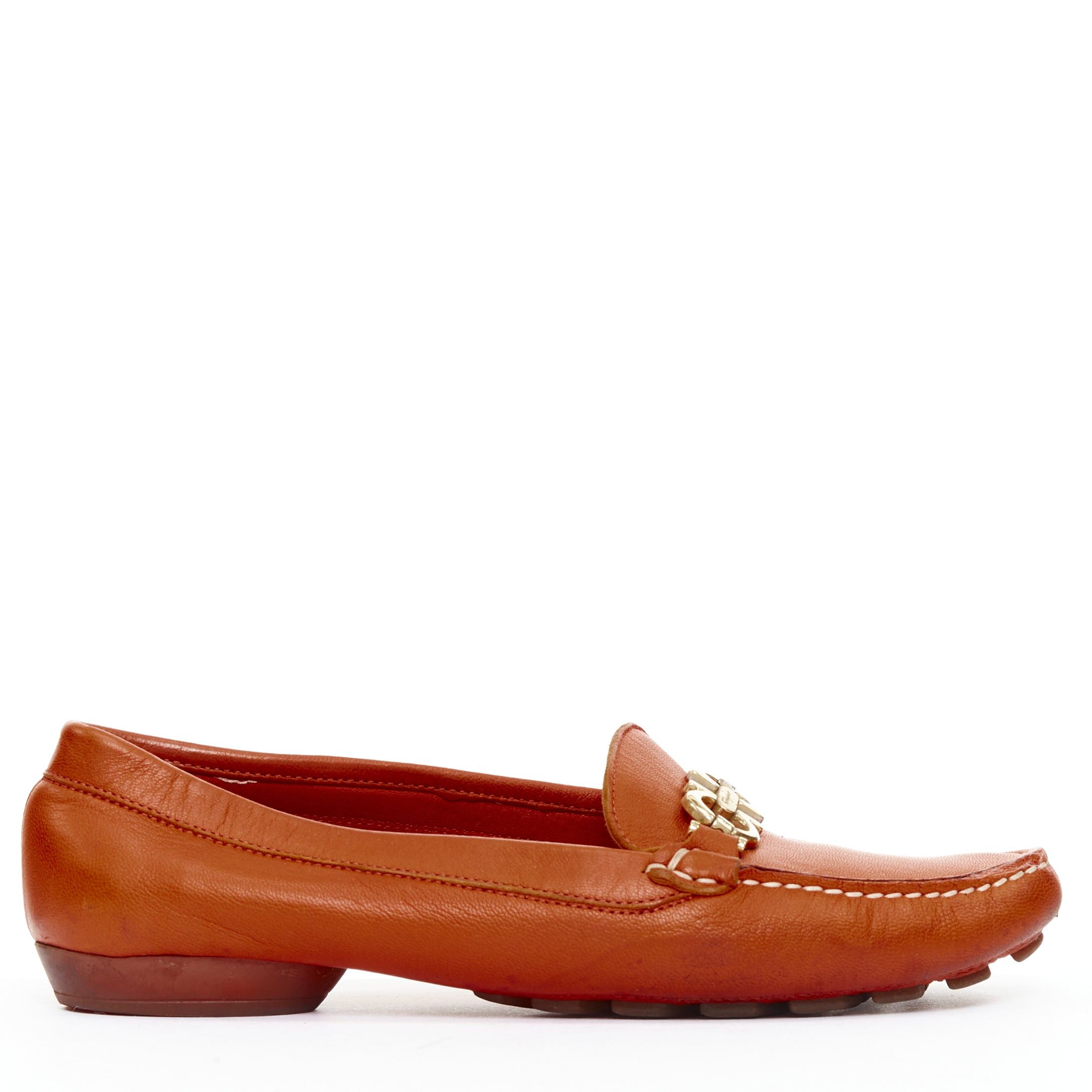 Salvatore Ferragamo SALVATORE FERRAGAMO burnt orange leather gold logo buckle loafers 6.5 Size US 6.5 / IT 36.5 - 1 Thumbnail