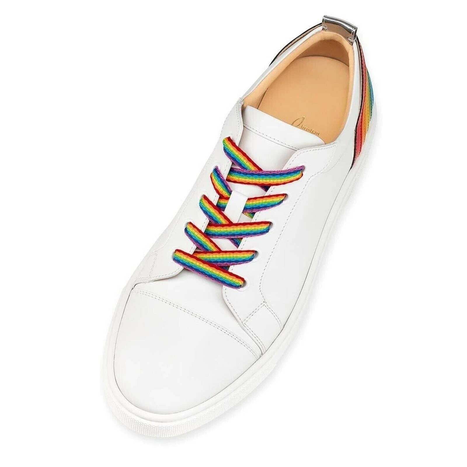Christian Louboutin Christian Louboutin White Rainbow Lace Up Low Top Sneaker 40 Size US 10 / IT 40 - 6 Thumbnail