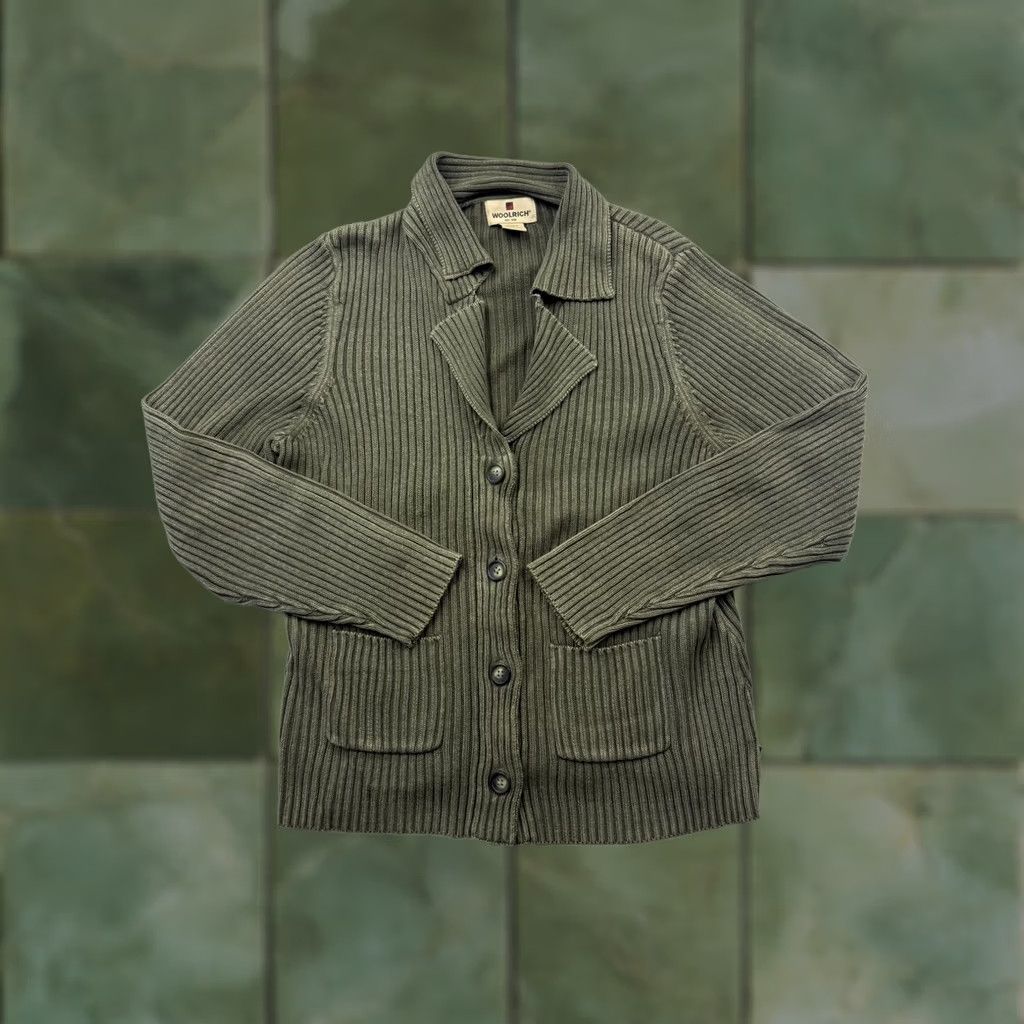Vintage Woolrich Cardigan Sweater Womens Medium Green Collared Button Front Pockets Size M / US 6-8 / IT 42-44 - 1 Thumbnail