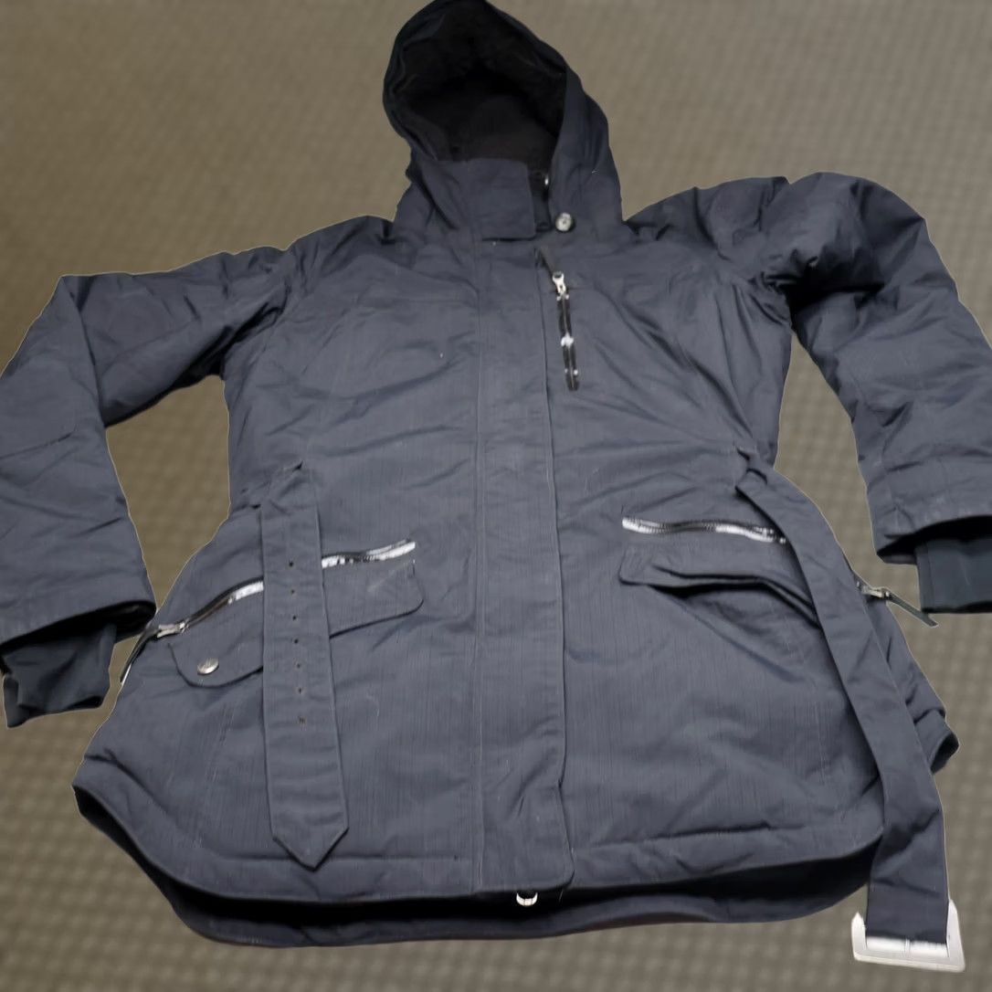 Vintage Columbia Womens Large Black Ripstop Omni-Heat Belted Wind Rain Parka Size L / US 10 / IT 46 - 1 Thumbnail