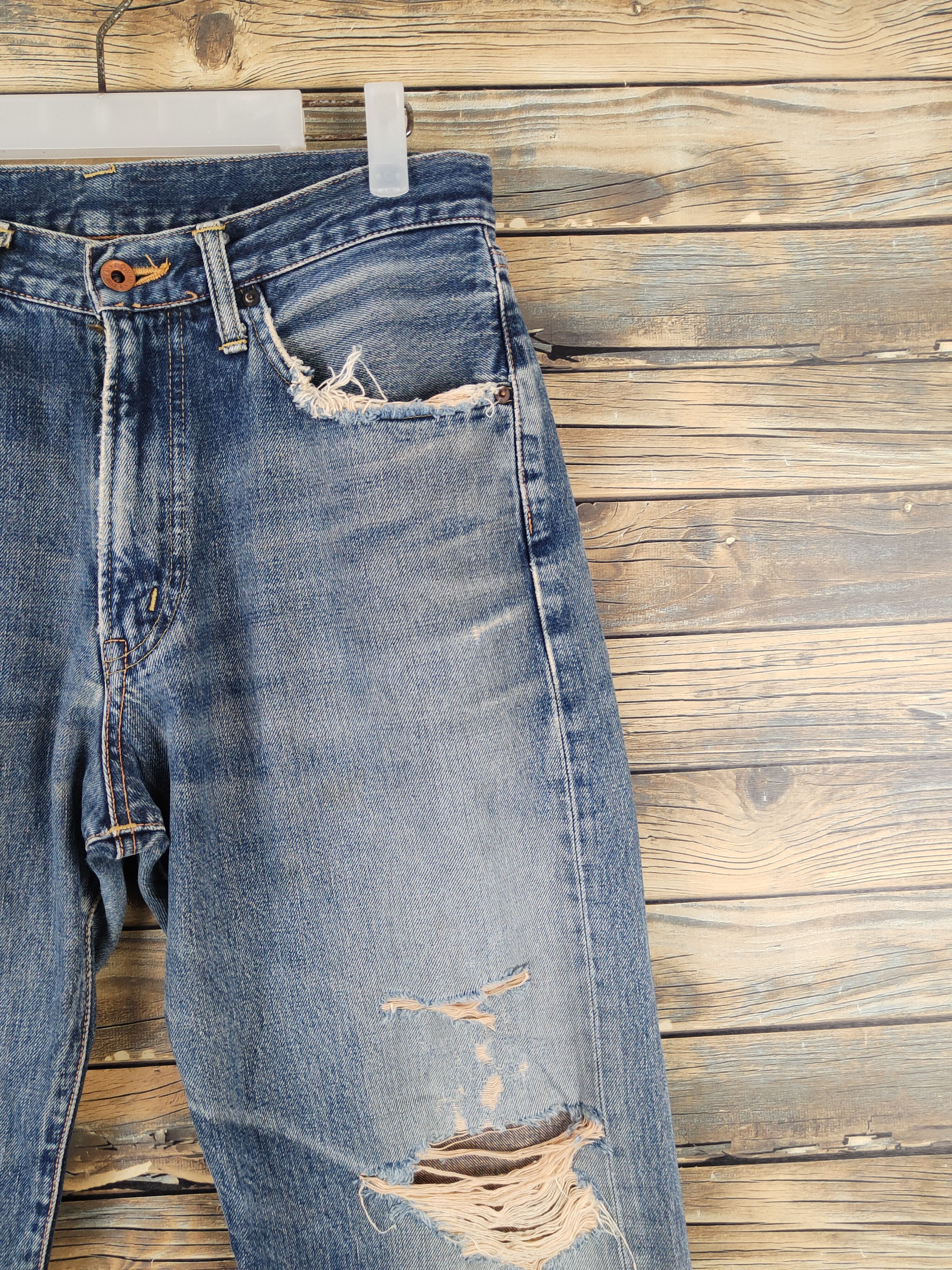 Edwin Edwin selvedge Distressed Ripped denim Jeans #W1398 Size US 32 / EU 48 - 5 Thumbnail