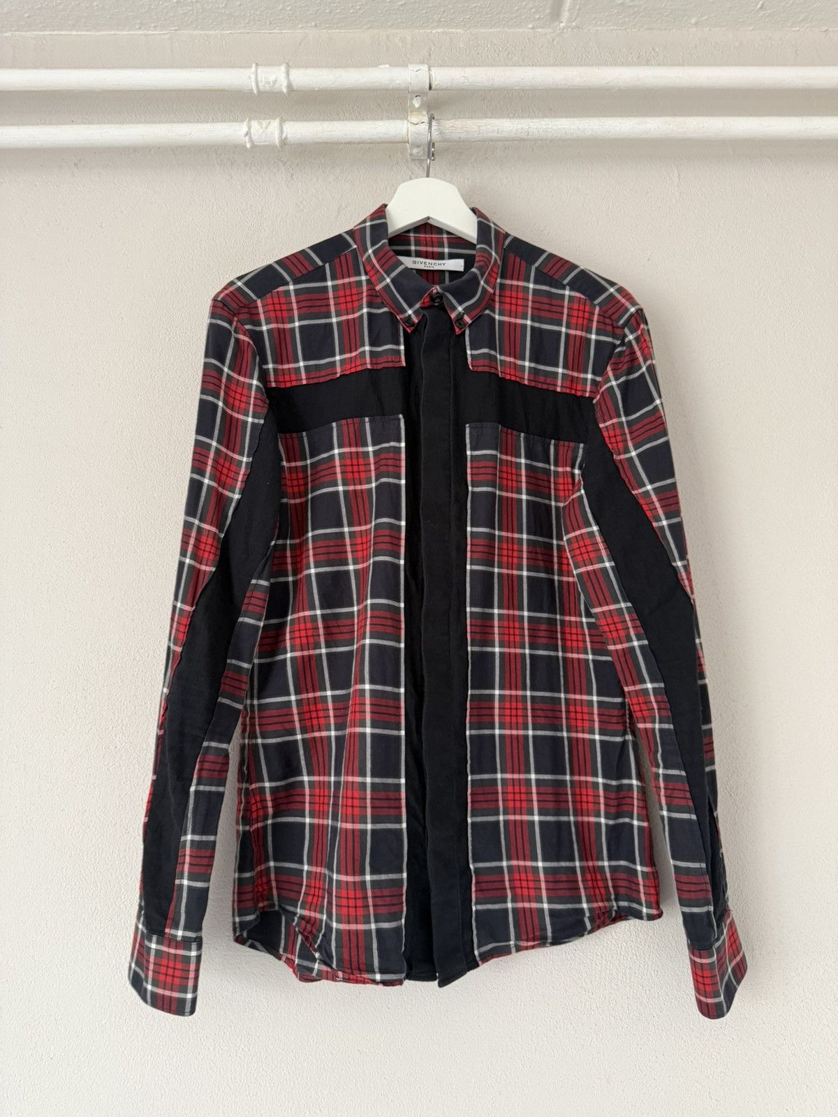 Givenchy Tartan Shirt with Paneled Contrast Inserts Size US M / EU 48-50 / 2 - 1 Thumbnail