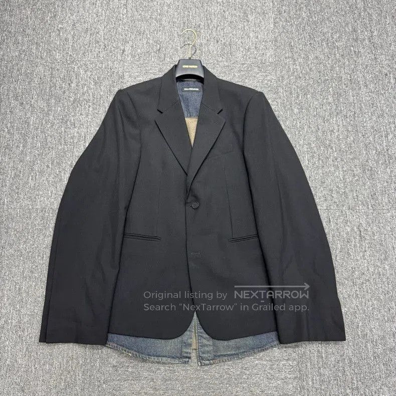 Balenciaga Balenciaga Denim Panel Blazer Jacket. Size US L / EU 52-54 / 3 - 1 Thumbnail