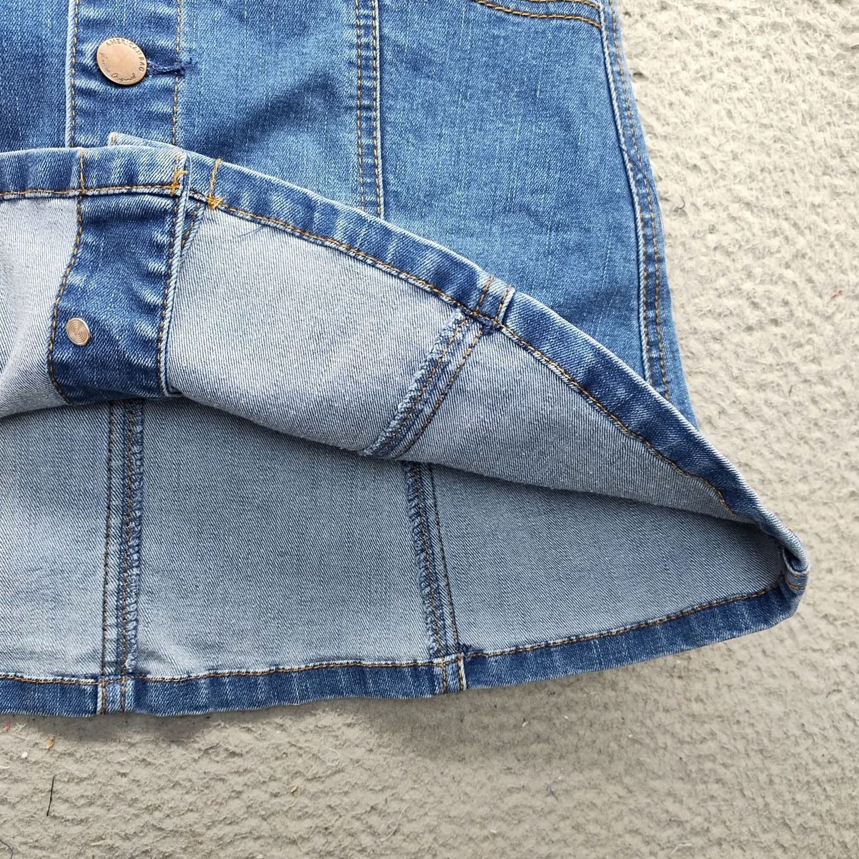 Vintage American Rag Cie Womens Skirt A-Line Denim Blue Stretch Button Front 1 Short Casual Vintage No N/A Size 25" / US 0 / IT 36 - 5 Thumbnail
