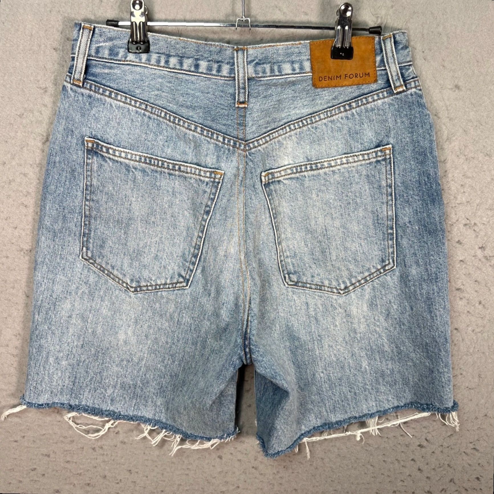 Denime Denim Forum Bermuda Shorts Light Wash 29 Denim Forum 5-Pocket Distressed Hem High Rise Adult Womens Regular Size 29" - 2 Thumbnail