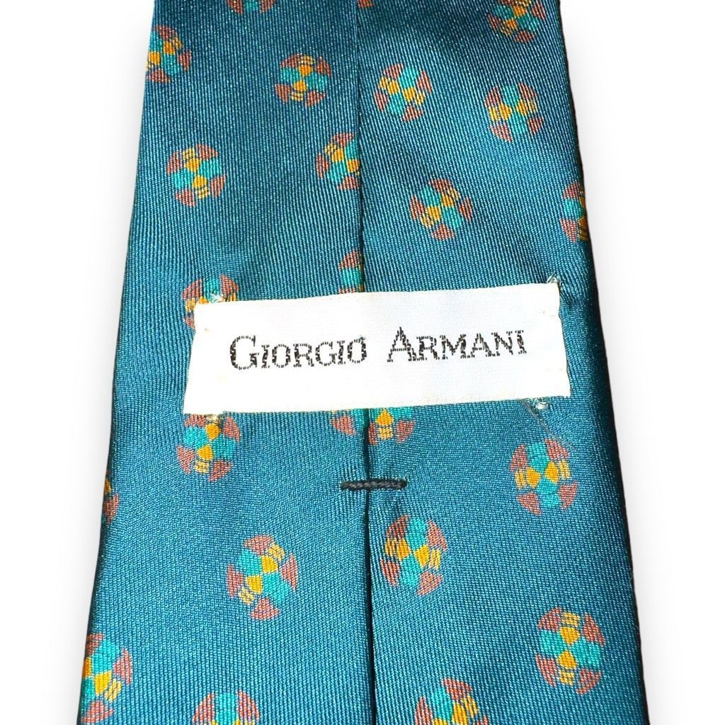 Giorgio Armani 80s Giorgio Armani Teal Medallion Handmade in Italy 100% Sil Size ONE SIZE - 3 Thumbnail