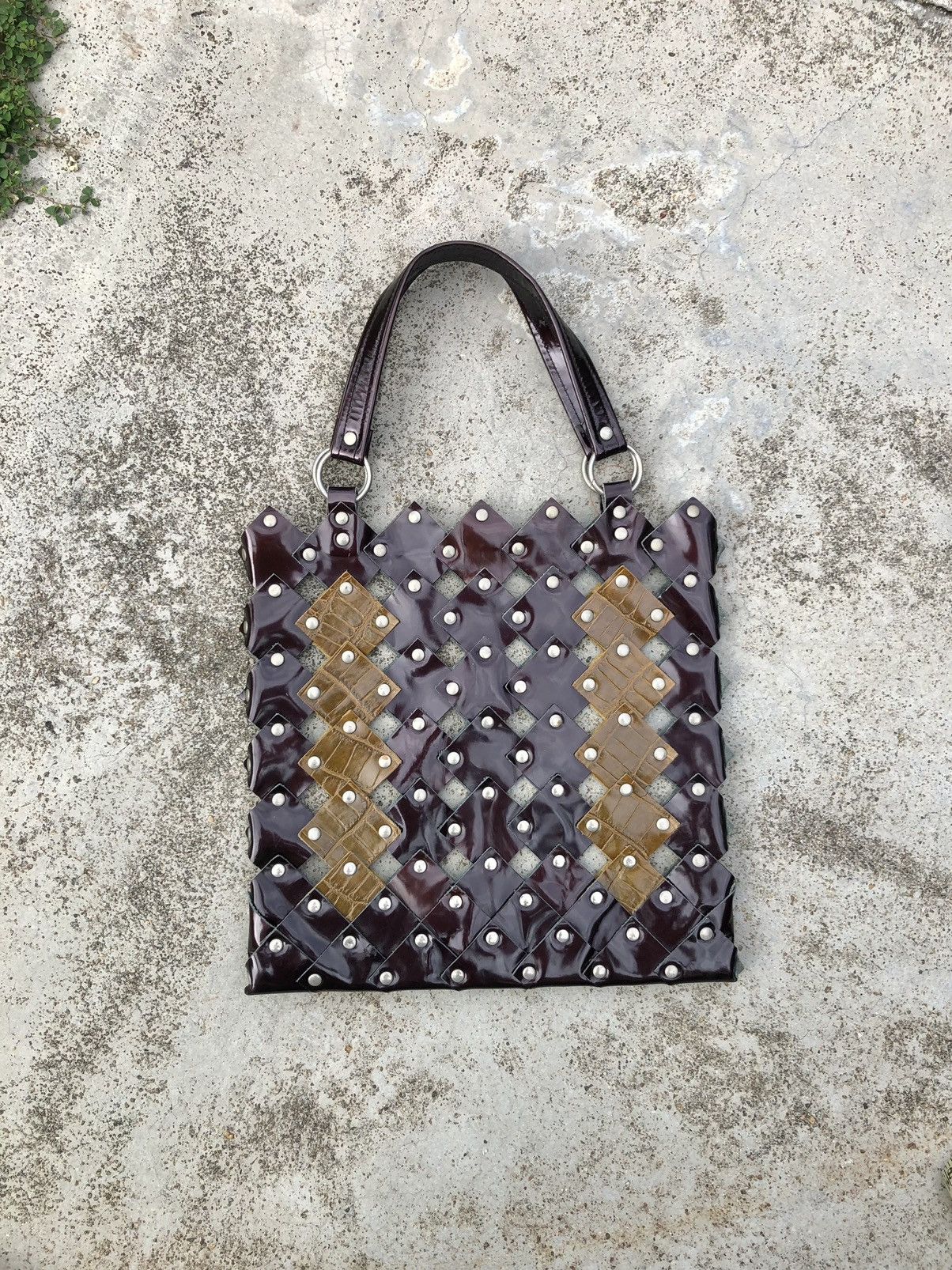 Leather NETTING RIVETED TOTE BAG Size ONE SIZE - 5 Thumbnail