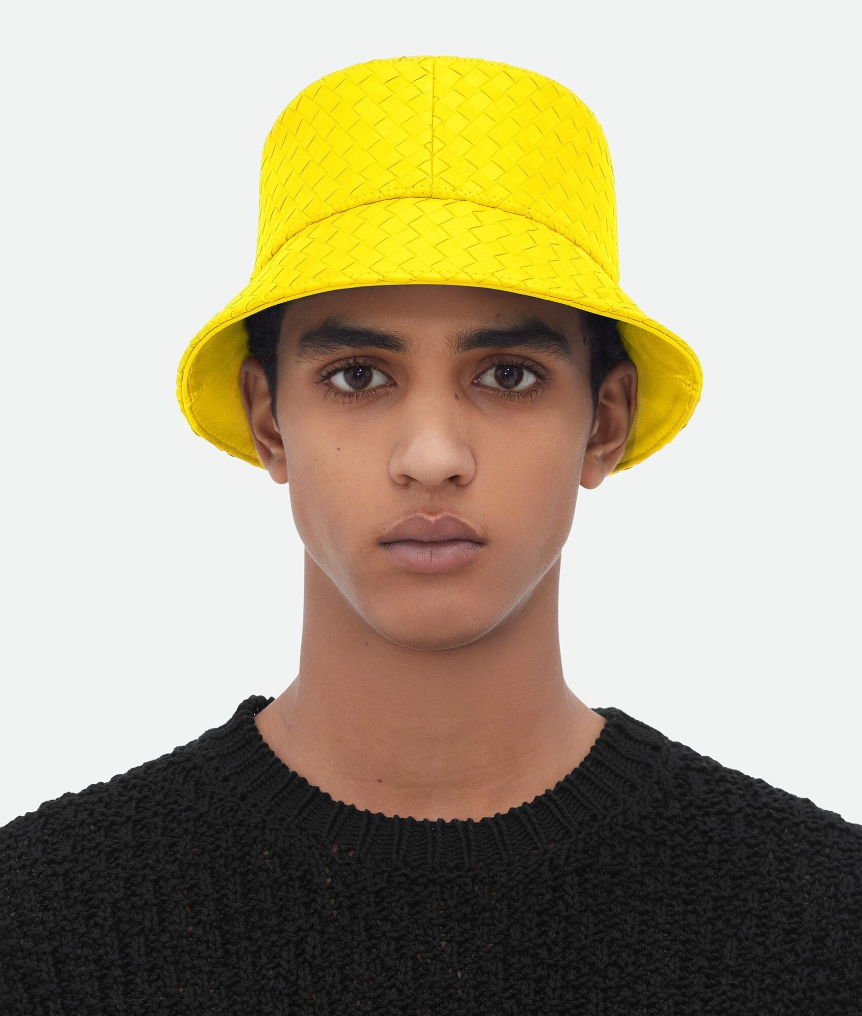 Bottega Veneta o1lv12m1024 Size: S / Intrecciato Leather Bucket Hat Yellow Size ONE SIZE - 3 Thumbnail