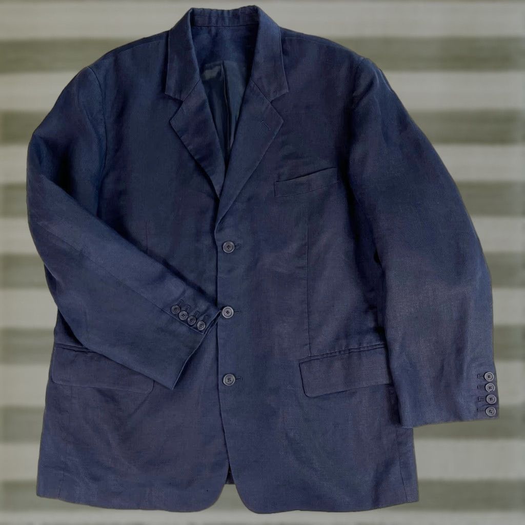 Vintage VINTAGE Martin Gordon Linen Sport Coat Jacket Navy Sz XL Size US XL / EU 56 / 4 - 1 Thumbnail