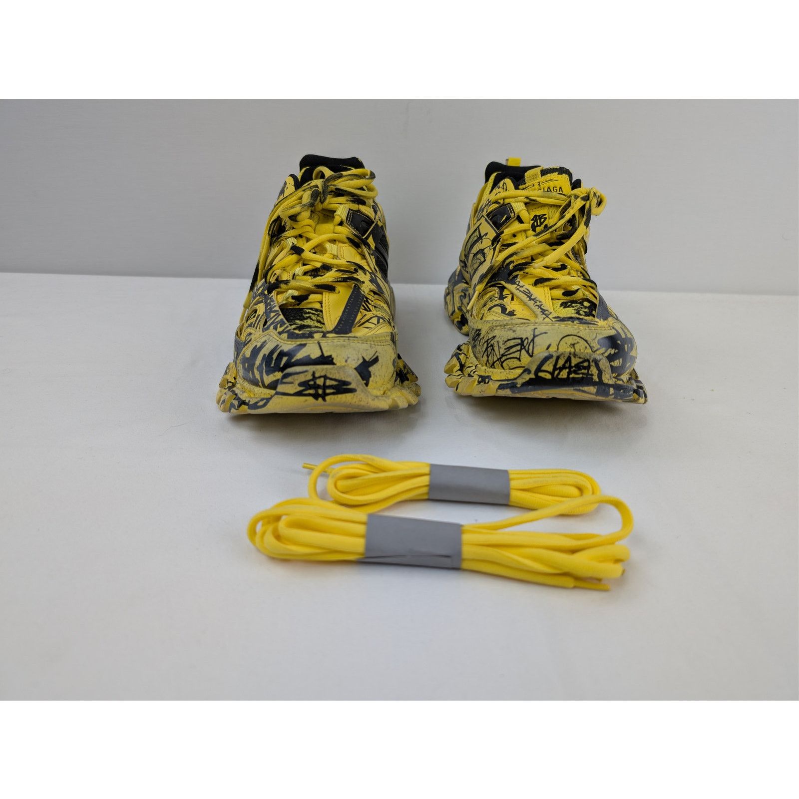 Balenciaga o1rshd1 Graffiti Dirty Track Texture Mesh Sneakers in Yellow Size US 12 / EU 45 - 8 Thumbnail