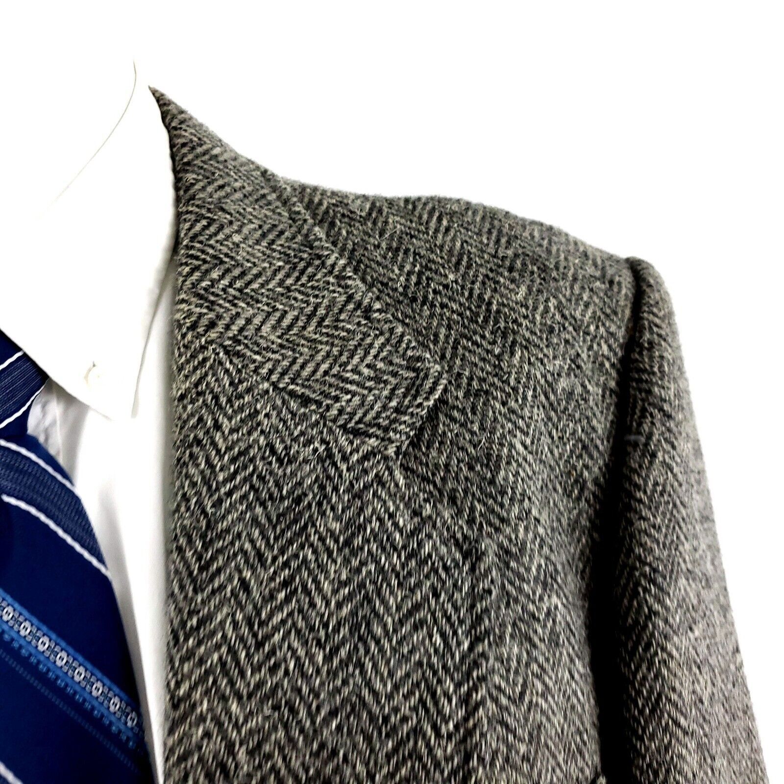 Vintage Cambridge Classics Tweed Wool 2 Leather Button Sport Coat 42 Size 42L - 2 Thumbnail