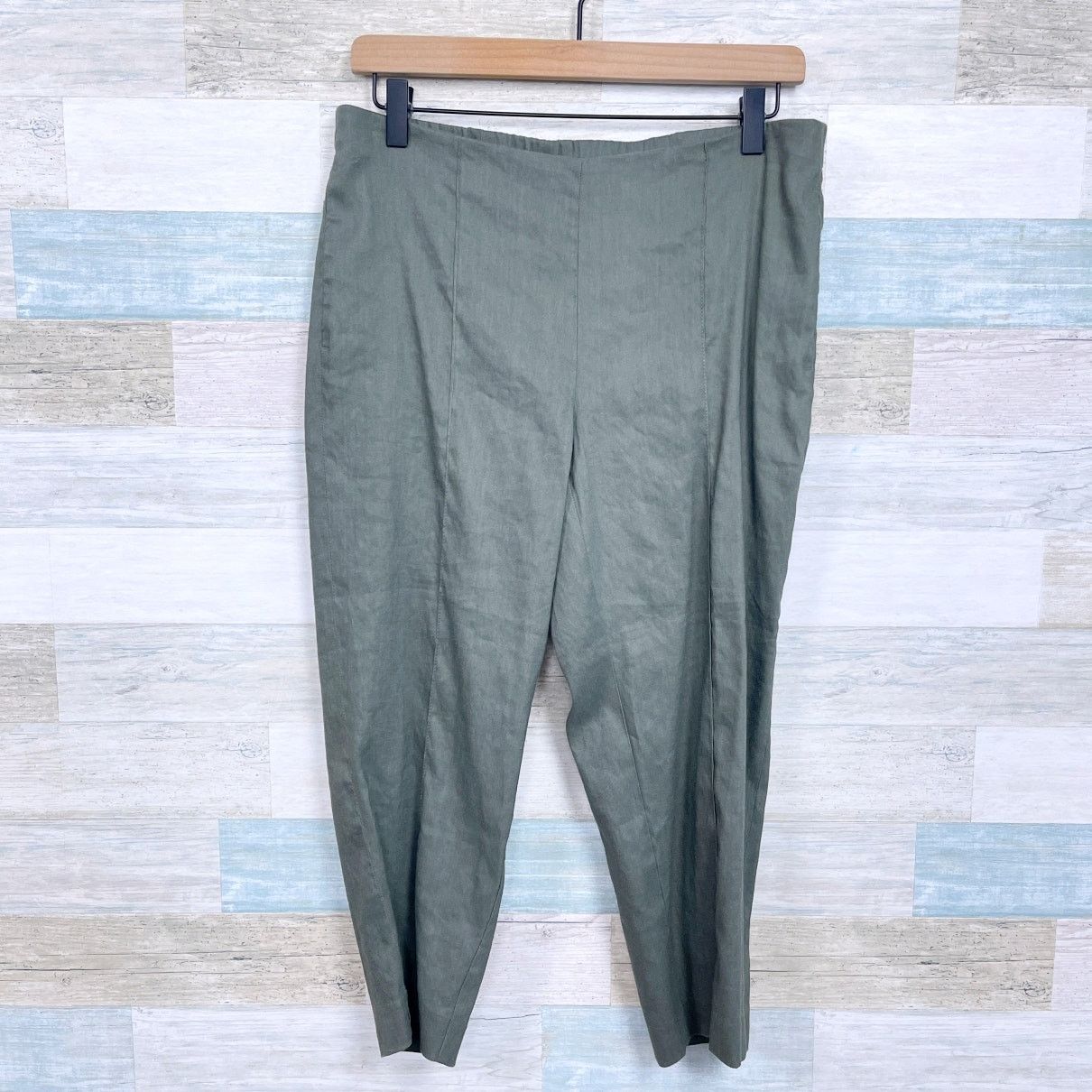 J. Jill J Jill Linen Stretch Crop Pull On Pants Green Mid Rise SP Size 32" / US 10 / IT 46 - 1 Thumbnail