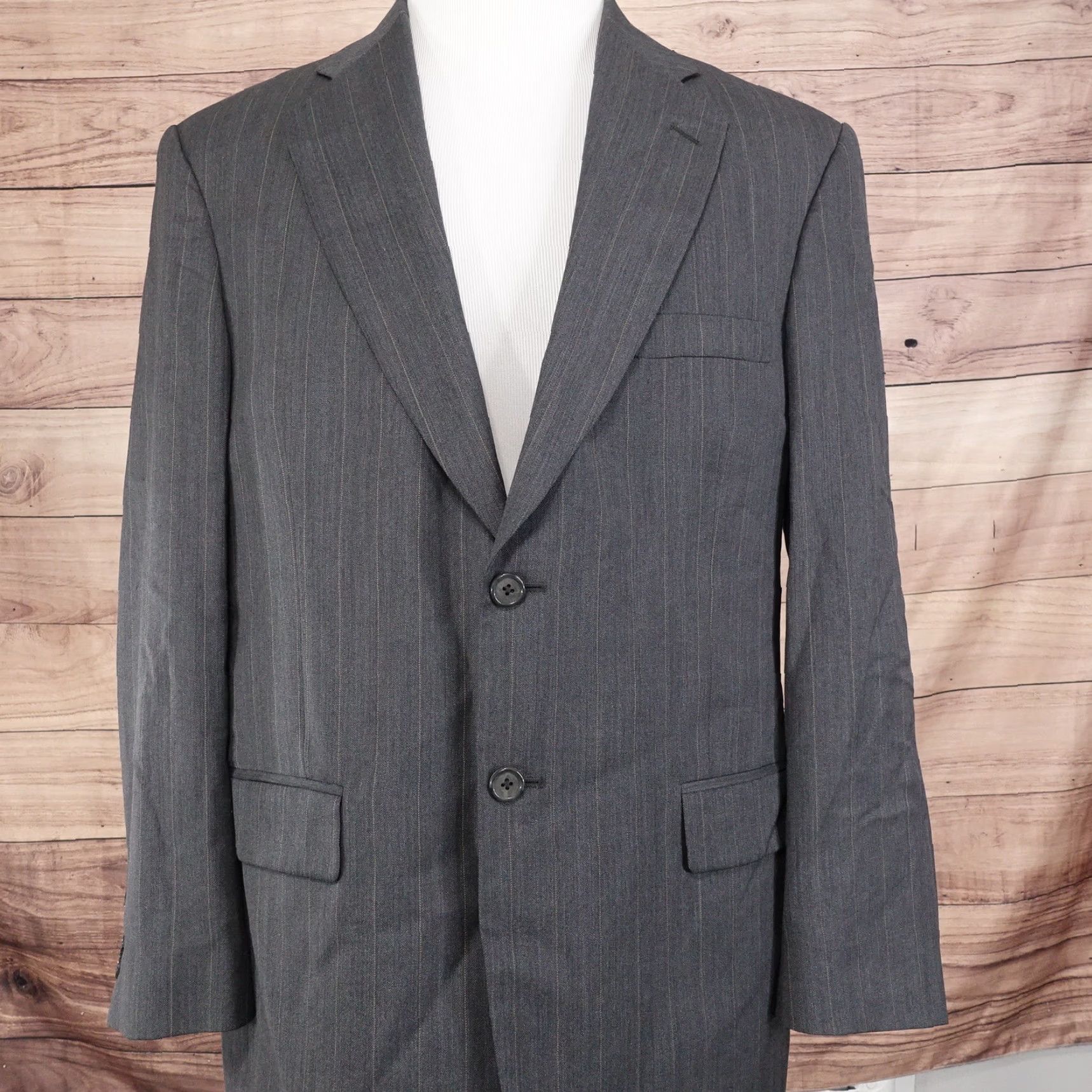 Stafford STAFFORD WOOL CHARCOAL GREY SUIT JACKET MENS SZ 42R 42 REGULAR Size 42R - 3 Thumbnail