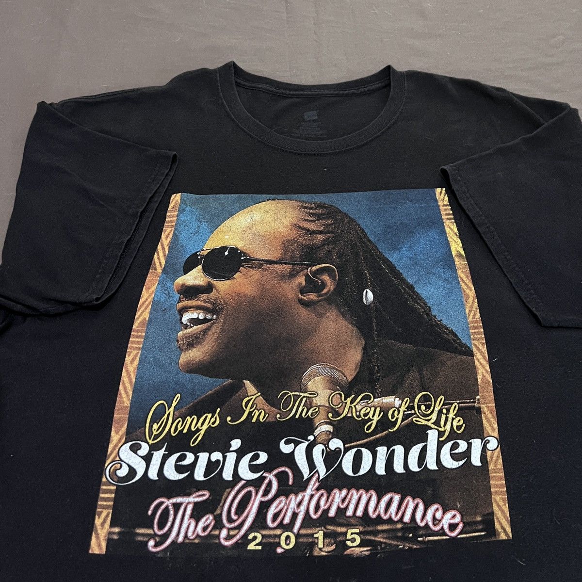 Band Tees × Rap Tees × Star Of Hollywood Stevie Wonder The Performance 2015 Tour Promo Tee 2XL Size US XXL / EU 58 / 5 - 5 Thumbnail