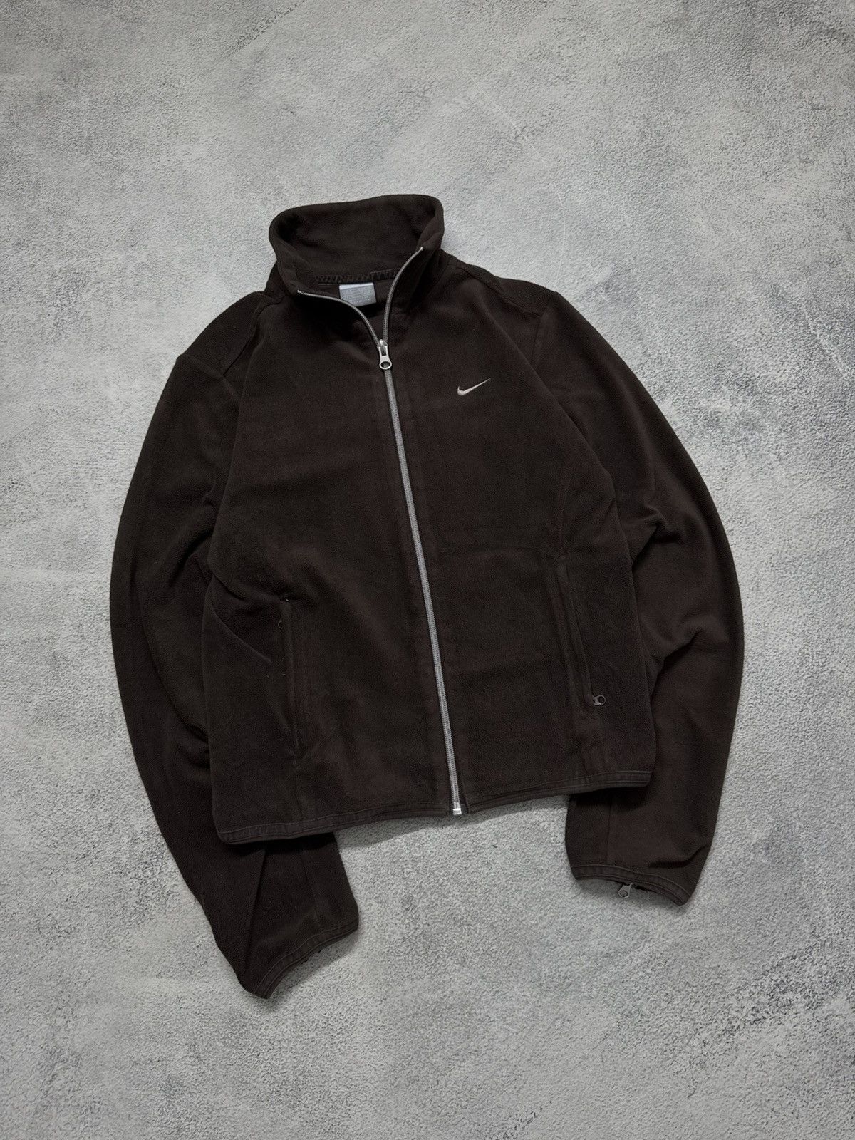 Nike Vintage Y2k Nike Fleece Zip Up Sweatshirt Brown Size M / US 6-8 / IT 42-44 - 5 Thumbnail