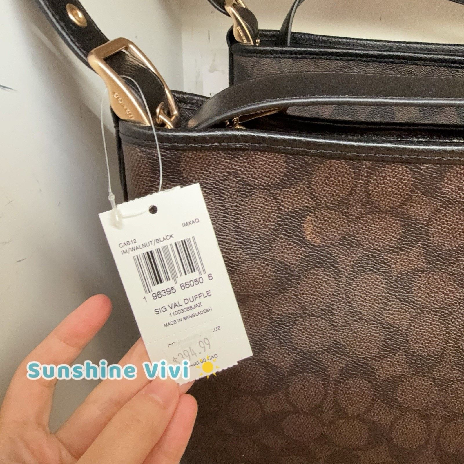 Coach Coach Womens Val Duffle Leather Bag Gold/Walnut/Black CAB12 Size ONE SIZE - 2 Thumbnail