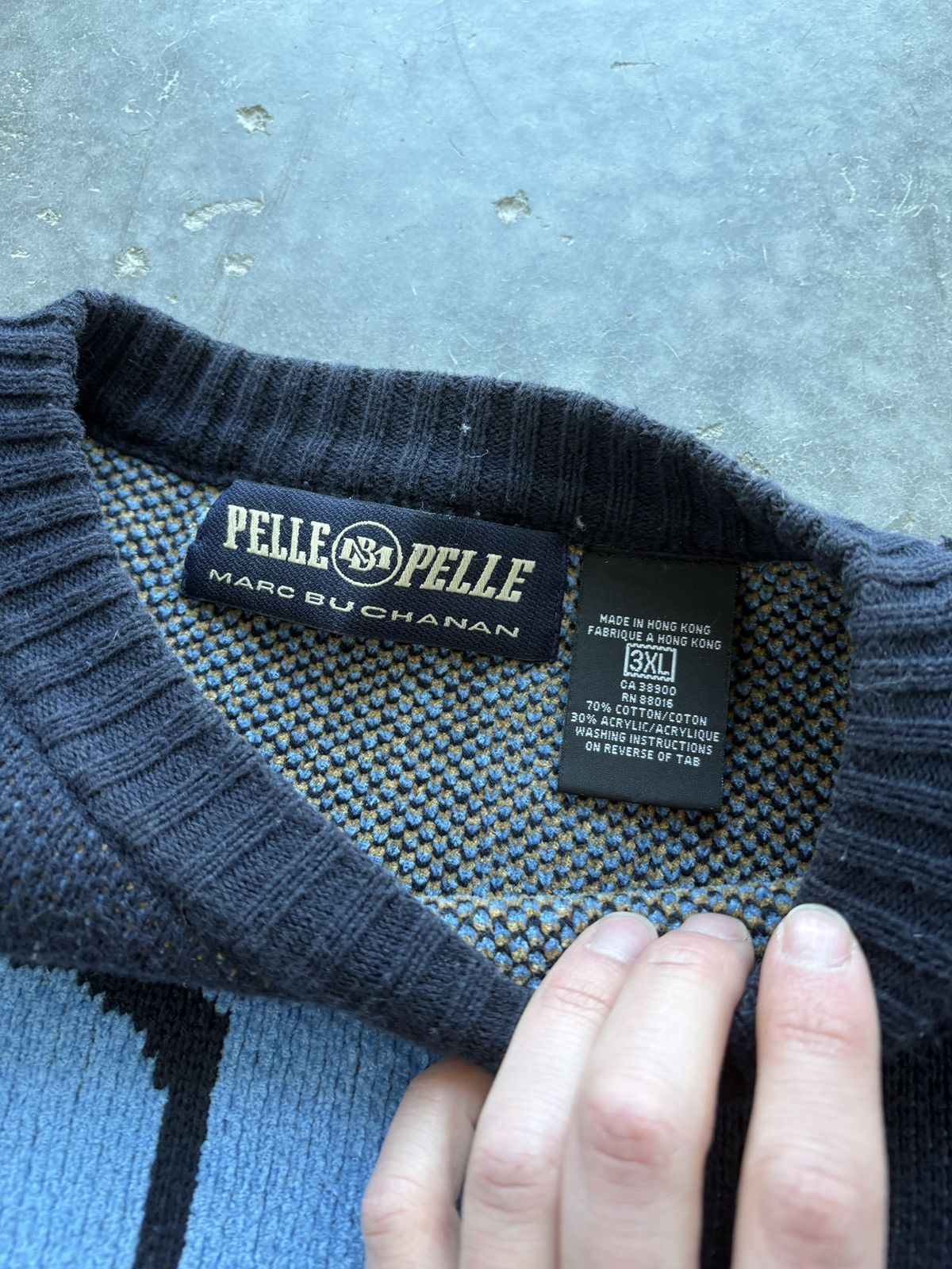 Pelle Pelle Vintage 90s Pelle Pelle Oversized Knit Sweater Size US XXL / EU 58 / 5 - 5 Thumbnail