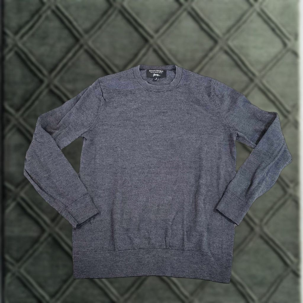 Banana Republic Banana Republic Sweater Men M Gray Merino Wool Baruffa Italian Classic Preppy Pullover Crew Neck Knit Size US M / EU 48-50 / 2 - 1 Thumbnail