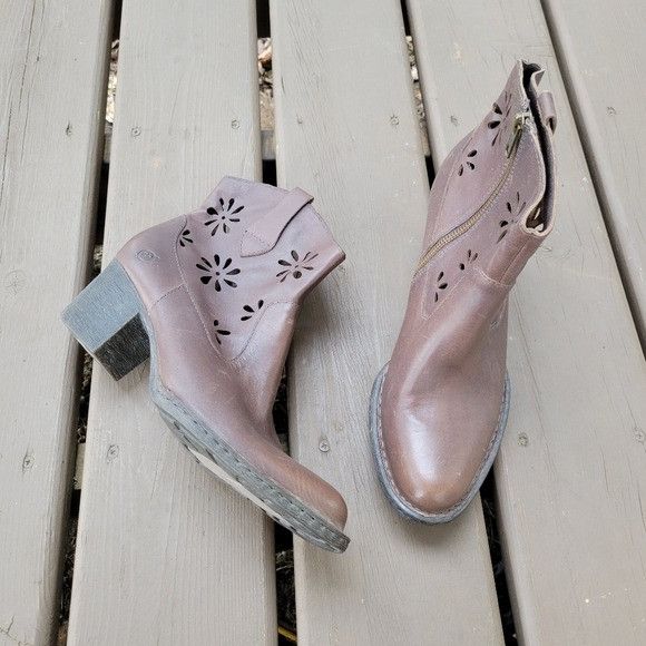 Born Born Ivy Brown Leather Daisy Floral Cutout Cowboy Boots Size US 9.5 / IT 39.5 - 2 Thumbnail