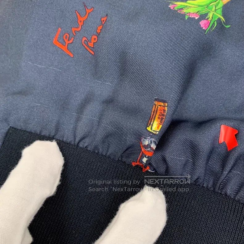 Fendi Fendi Navy Blue Cartoon Pattern Printed Silk Collar Zipper Size US M / EU 48-50 / 2 - 8 Thumbnail