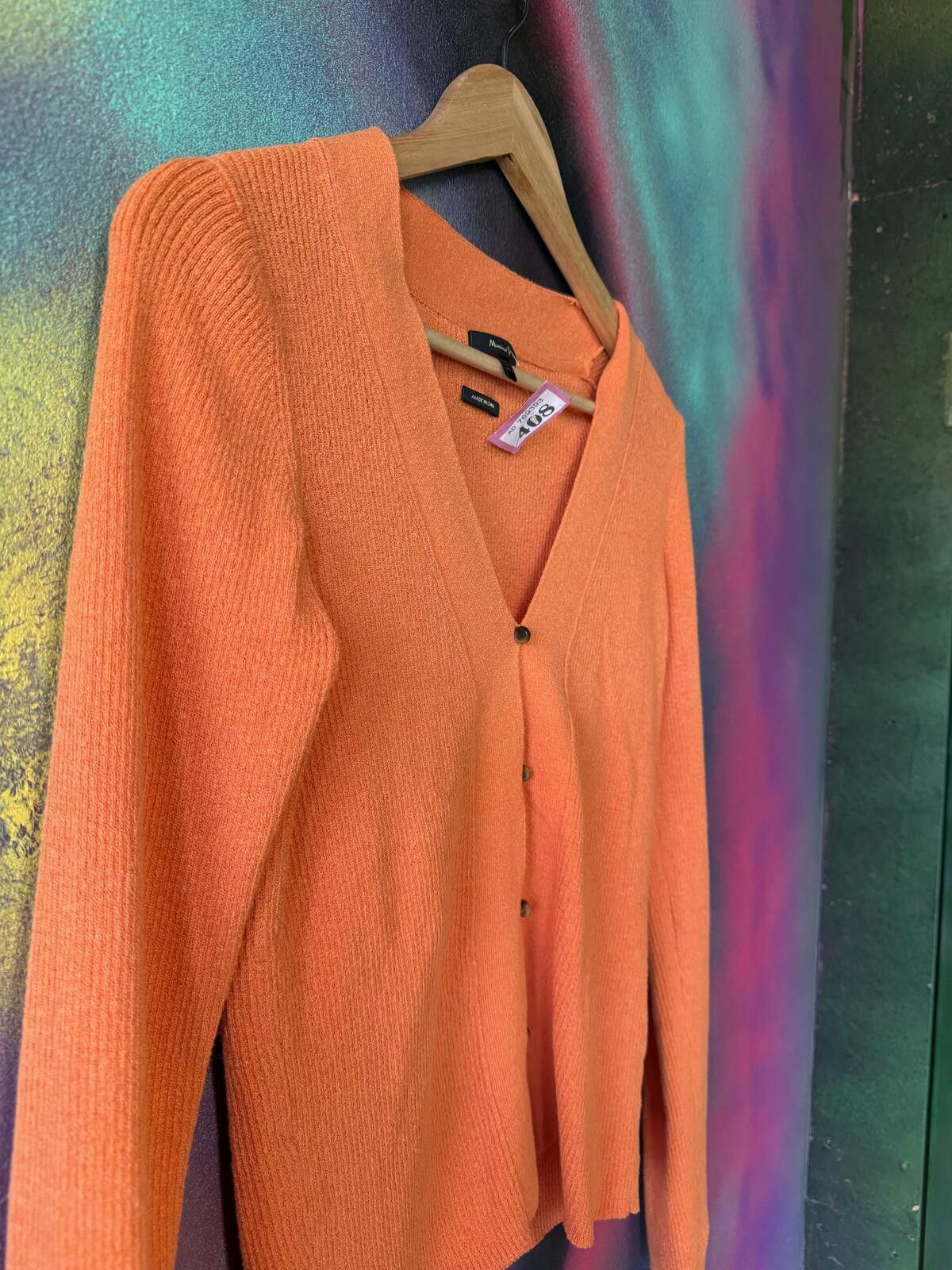 Other Massimo Dutti bright orange ribbed knit cardigan Size S / US 4 / IT 40 - 3 Thumbnail