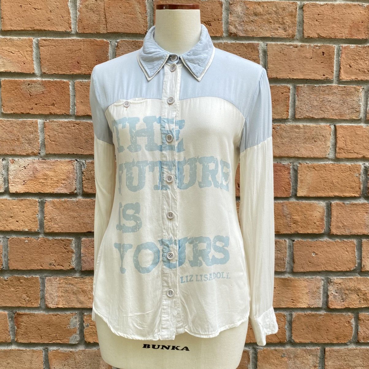 LIZ LISA LIZ LISA Light Blue and White Long-Sleeve Graphic Shirt Size M / US 6-8 / IT 42-44 - 1 Thumbnail