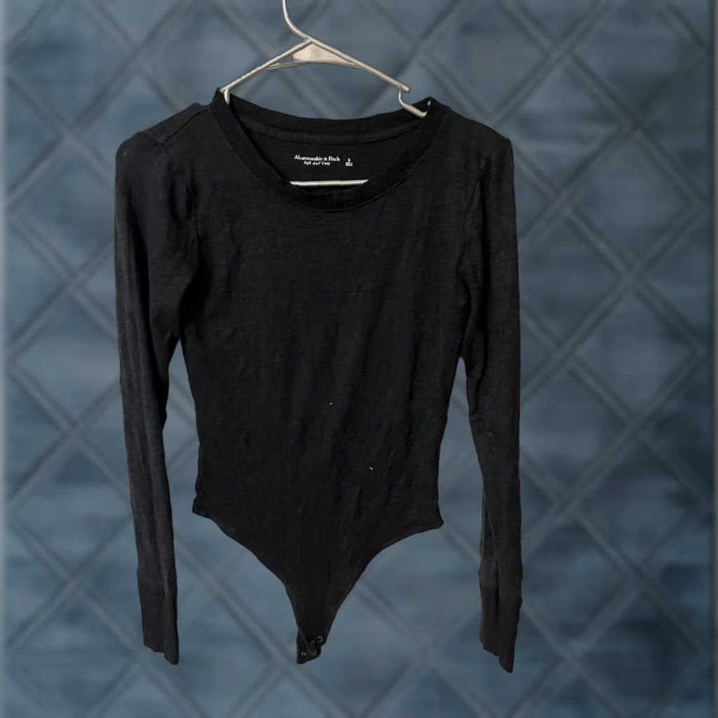 Abercrombie & Fitch Abercrombie & Fitch Bodysuit Small Black Long Sleeve Crew Neck Women Regular Size S Bohemian Basic All Seasons Stretch Breathable Vintage: No Size S / US 4 / IT 40 - 1 Thumbnail