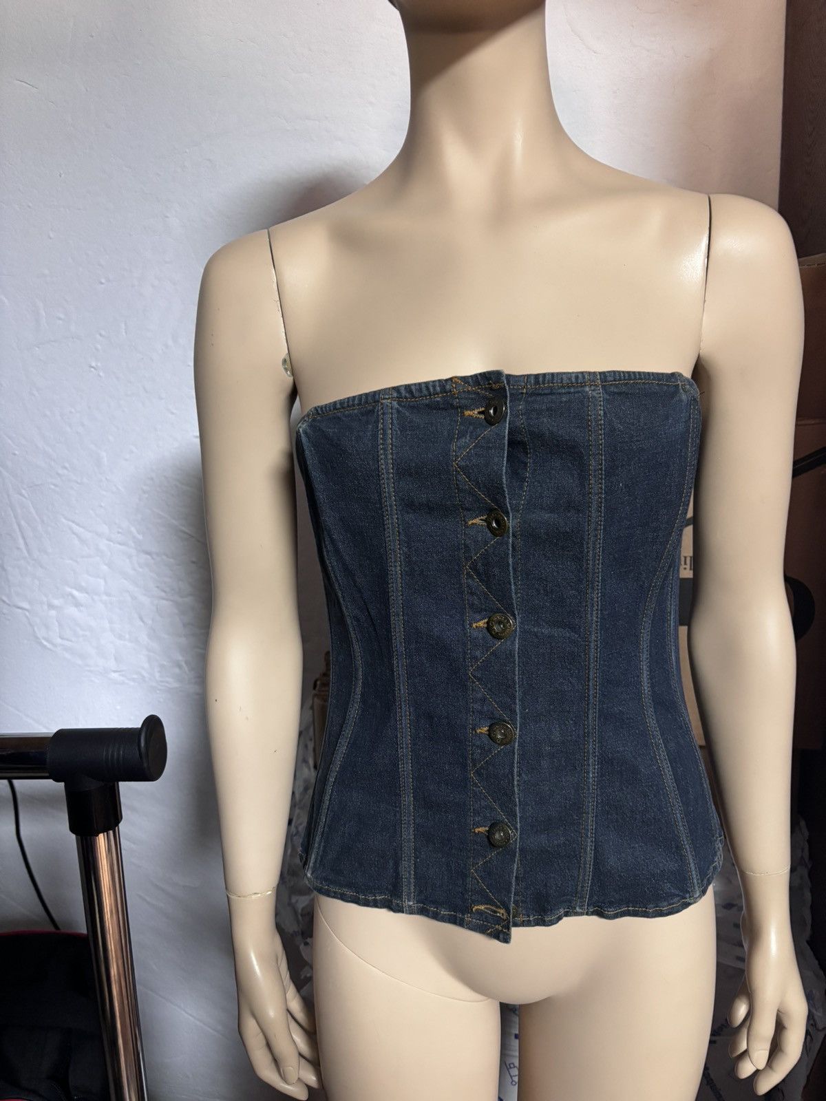 Dolce & Gabbana Dolce & Gabbana Button Up Denim Bustier Top (M) Size M / US 6-8 / IT 42-44 - 6 Thumbnail