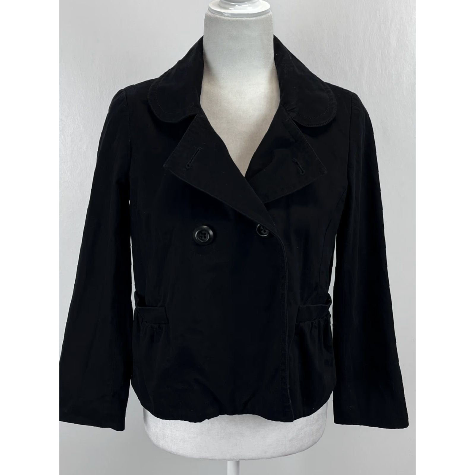 J.Crew VINTAGE J.CREW Short Double Breasted Jacket Womens Size 2 Black Lined Classic Nautical Preppy Knit? No, jacket. Size 26" / US 2 / IT 38 - 2 Thumbnail