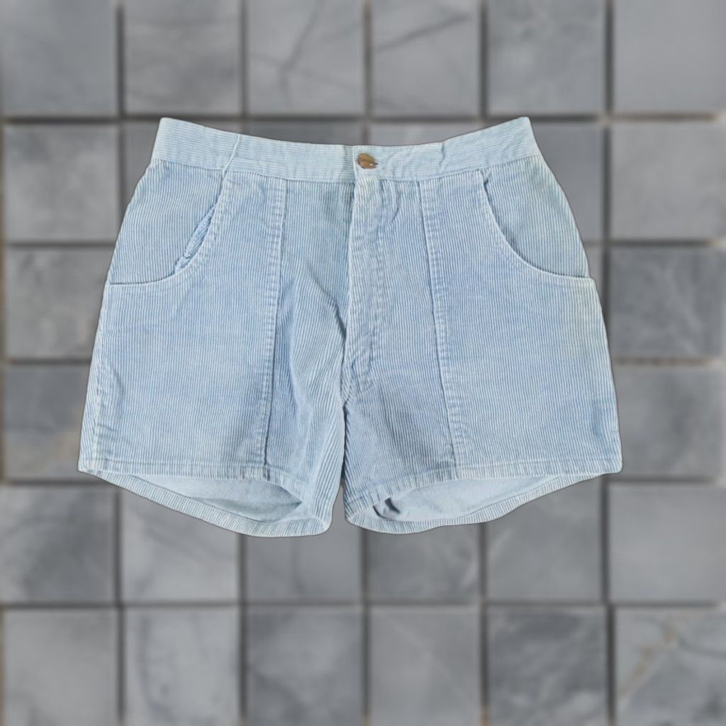 VINTAGE Grapevines Corduroy Shorts Men 32 Blue Casual 70s 80s Outdoor