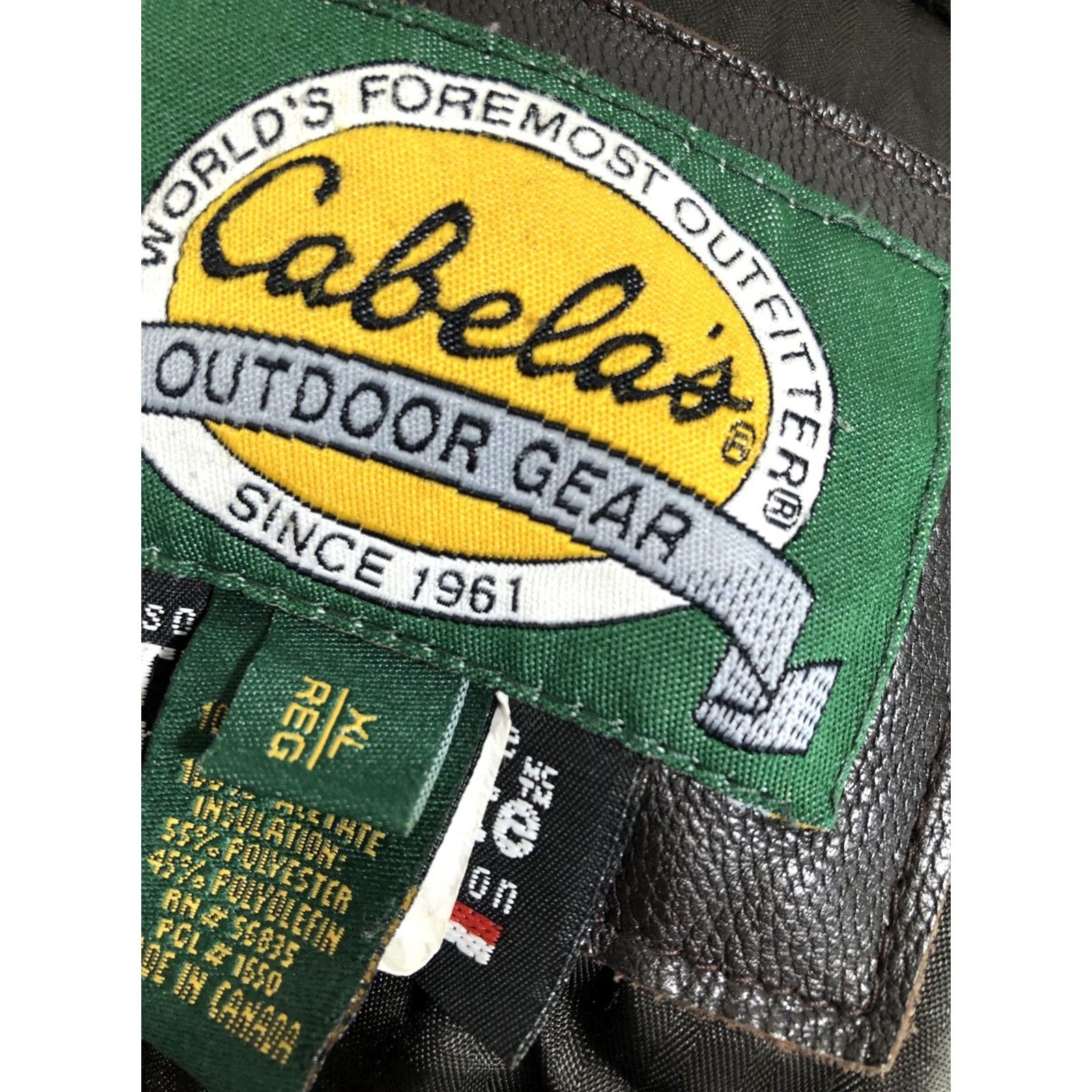 Vintage Cabela's Leather Bomber Jacket XL Brown Insulated Thinsulate Faux Fur Collar Men Size US XL / EU 56 / 4 - 6 Thumbnail