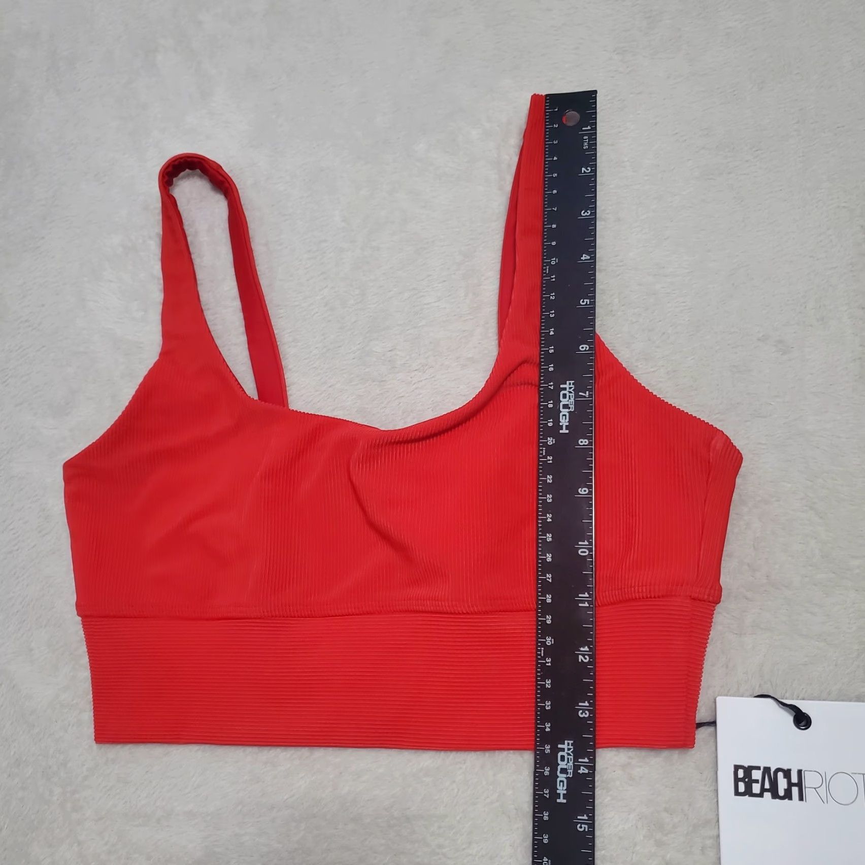 Beach Riot Beach Riot Beach Activewear Sports Bra Women L Red Ribbed Cropped Pullover Wireless Medium Support Size L / US 10 / IT 46 - 6 Thumbnail