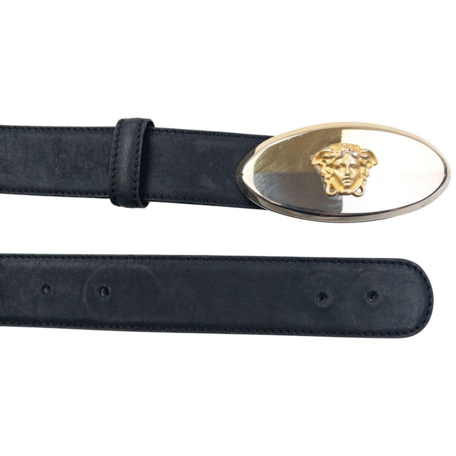 Versace Vintage 90s Gianni Versace Medusa Buckle Leather Belt Size M Size ONE SIZE - 3 Thumbnail
