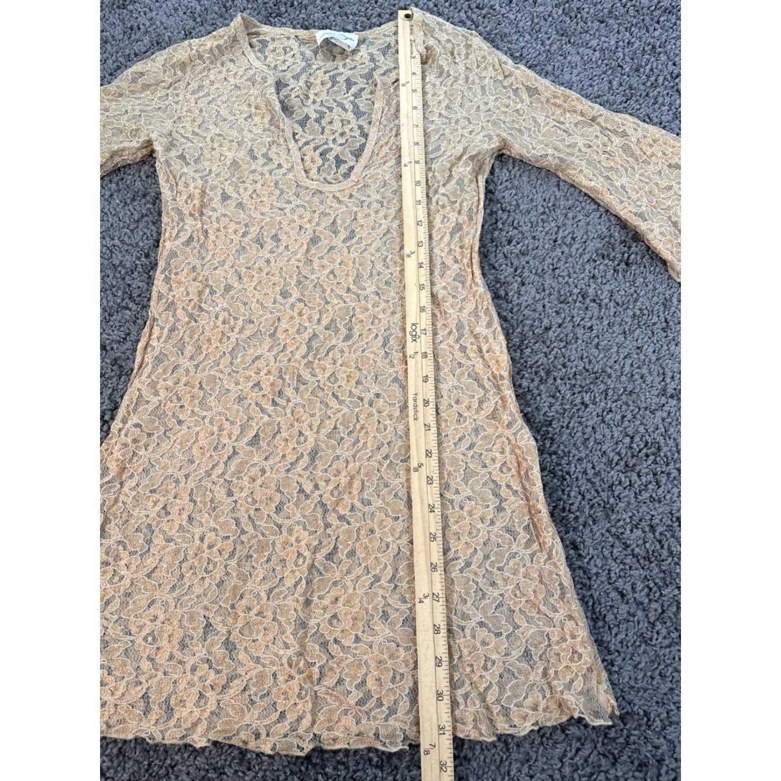 Vintage VINTAGE Jordan Taylor A-Line Dress Womens Medium Floral Lace Yellow 90s Fairy Midi V-Neck 3/4 Sleeve Size M / US 6-8 / IT 42-44 - 2 Thumbnail