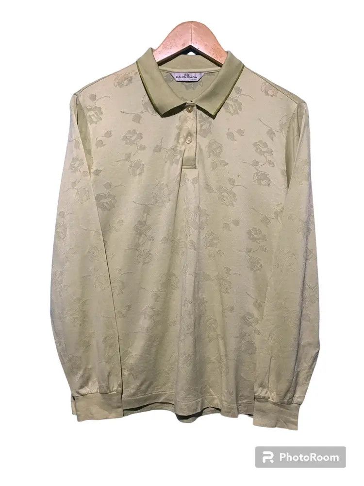 Balenciaga Rare❗Balenciaga Vintage mesh flora long sleeve polo shirt Size L / US 10 / IT 46 - 2 Thumbnail