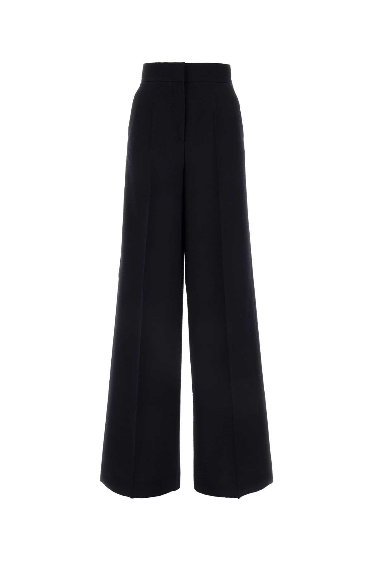 image of Max Mara Black Stretch Wool Blend Cervo Wide-Leg Pant, Women's (Size 24)