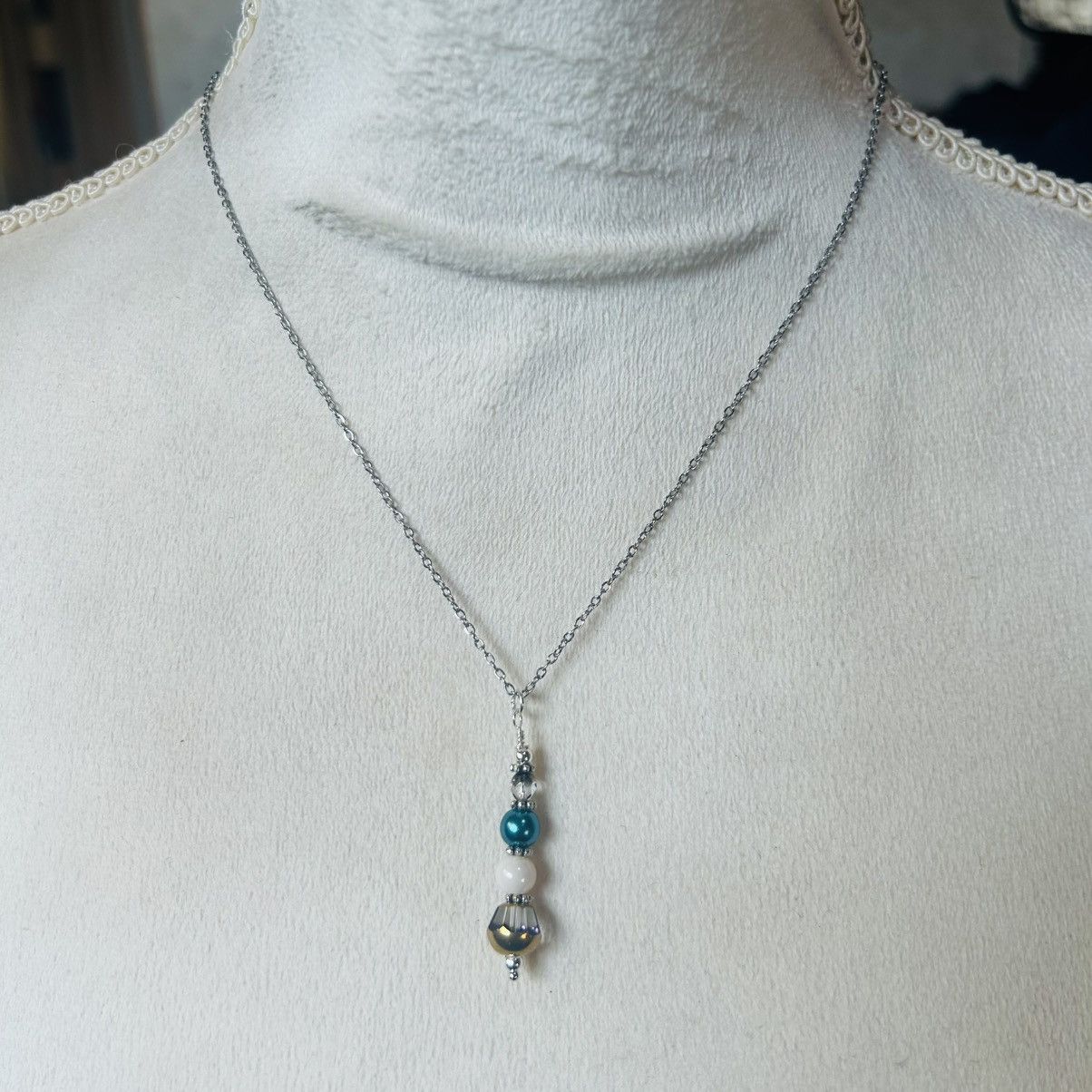 Handmade Handcrafted di-cut glass pearl crystal necklace set Size ONE SIZE - 5 Thumbnail