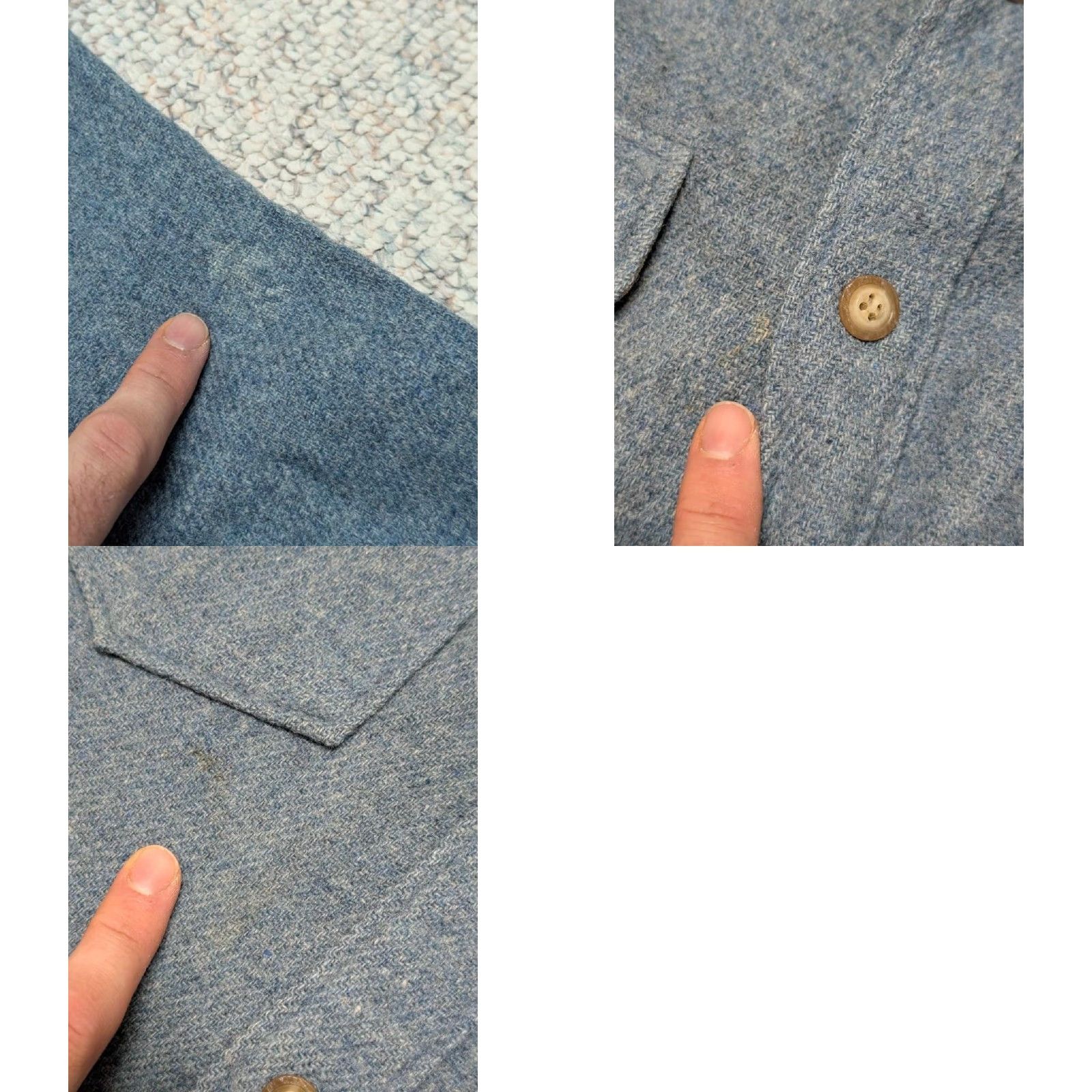 Vintage VINTAGE Woolrich Woolrich Shirt L Blue Tweed Wool USA Made Long Sleeve Shirt Mens Size US L / EU 52-54 / 3 - 8 Thumbnail